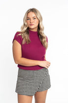 Angela: Sustainable Cap Sleeve Mock Neck Ribbed Sweater by Elaine Lewis GyalBashy