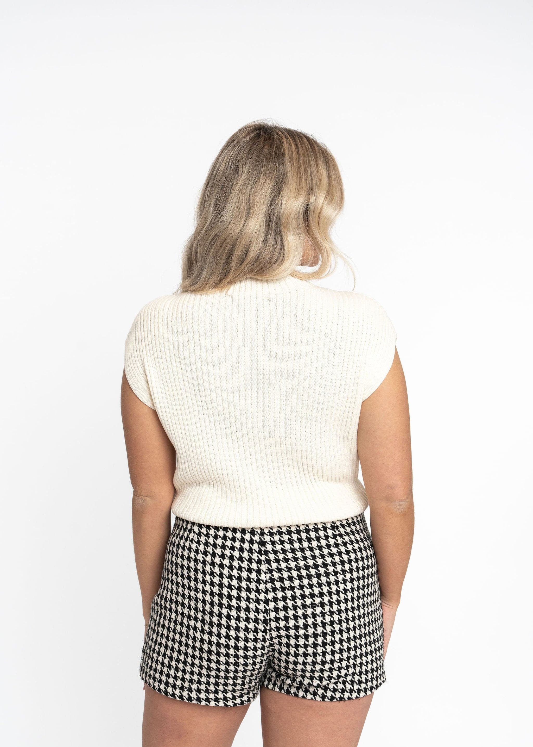 Angela: Sustainable Cap Sleeve Mock Neck Ribbed Sweater by Elaine Lewis GyalBashy