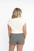 Angela: Sustainable Cap Sleeve Mock Neck Ribbed Sweater by Elaine Lewis GyalBashy