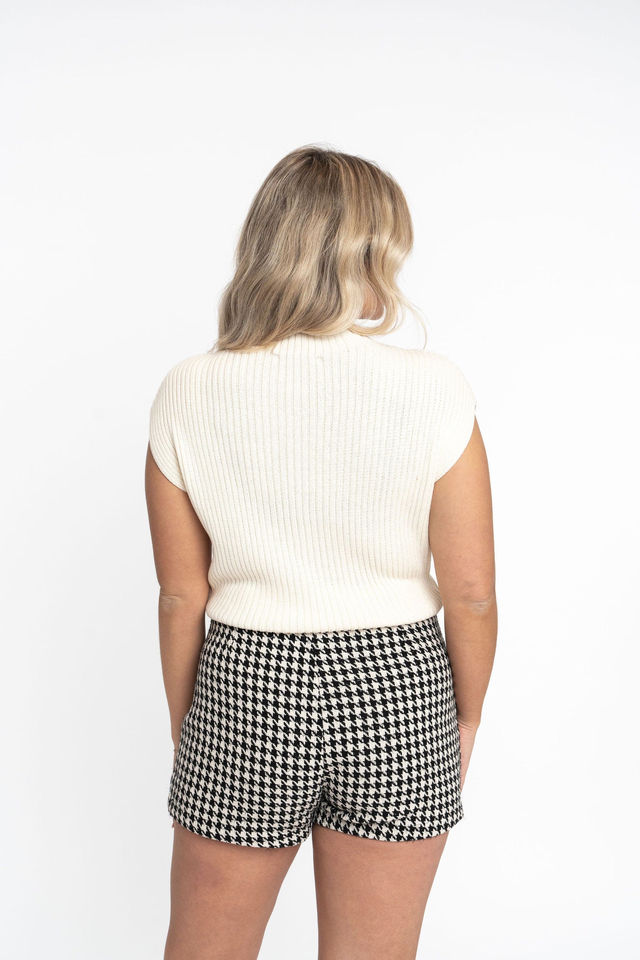 Angela: Sustainable Cap Sleeve Mock Neck Ribbed Sweater by Elaine Lewis GyalBashy