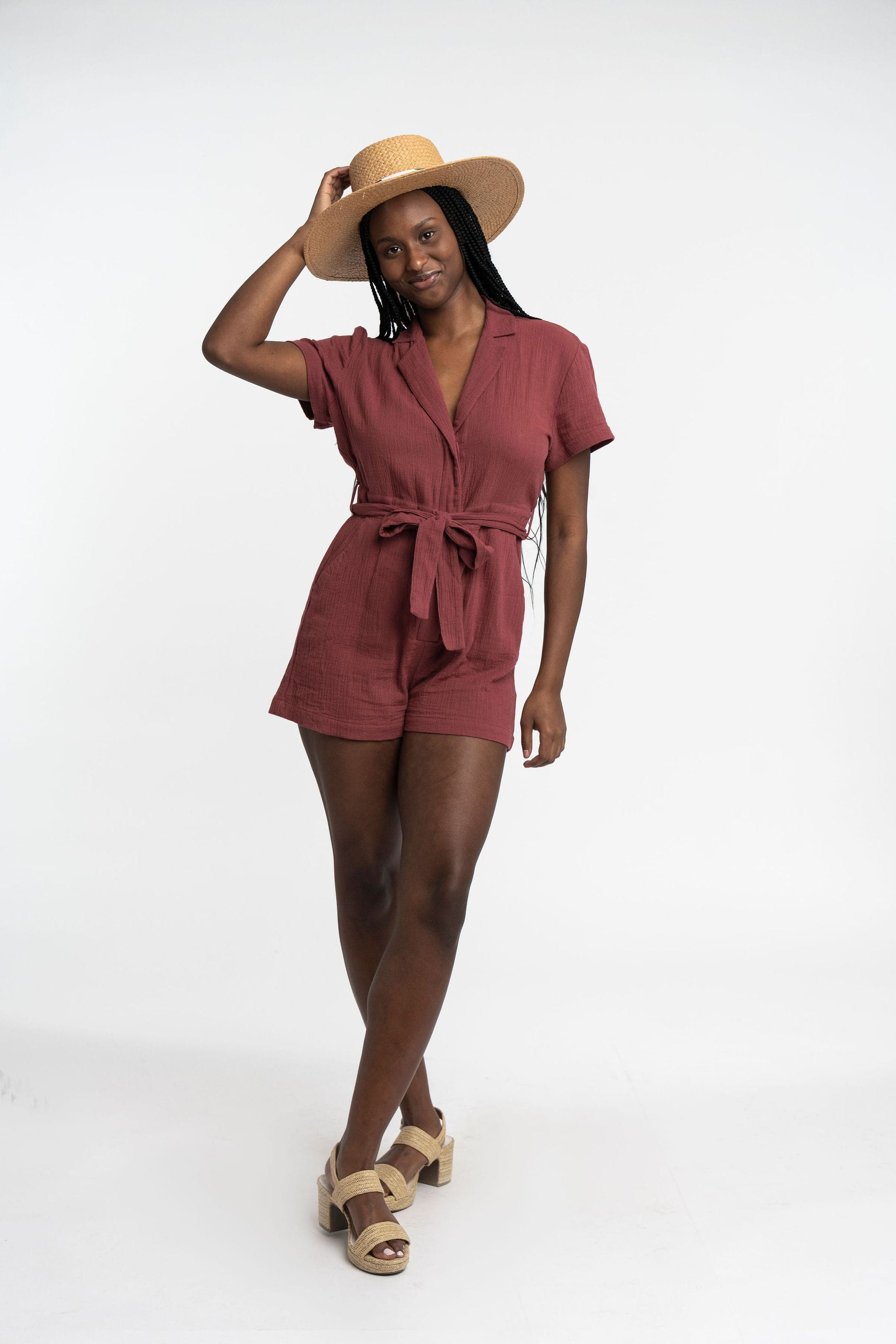 Double Gauze Organic Cotton Button Front Romper GyalBashy