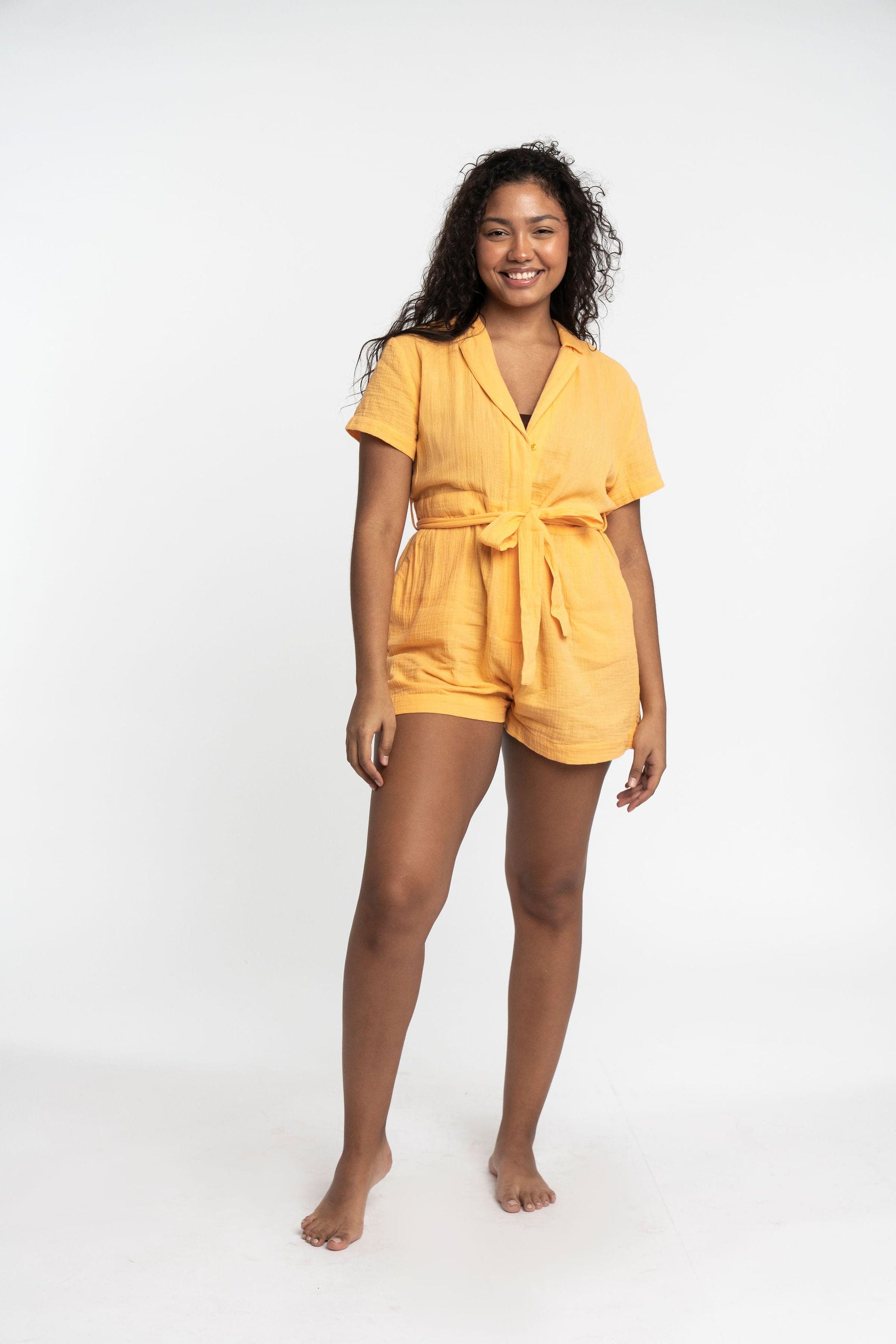 Double Gauze Organic Cotton Button Front Romper GyalBashy