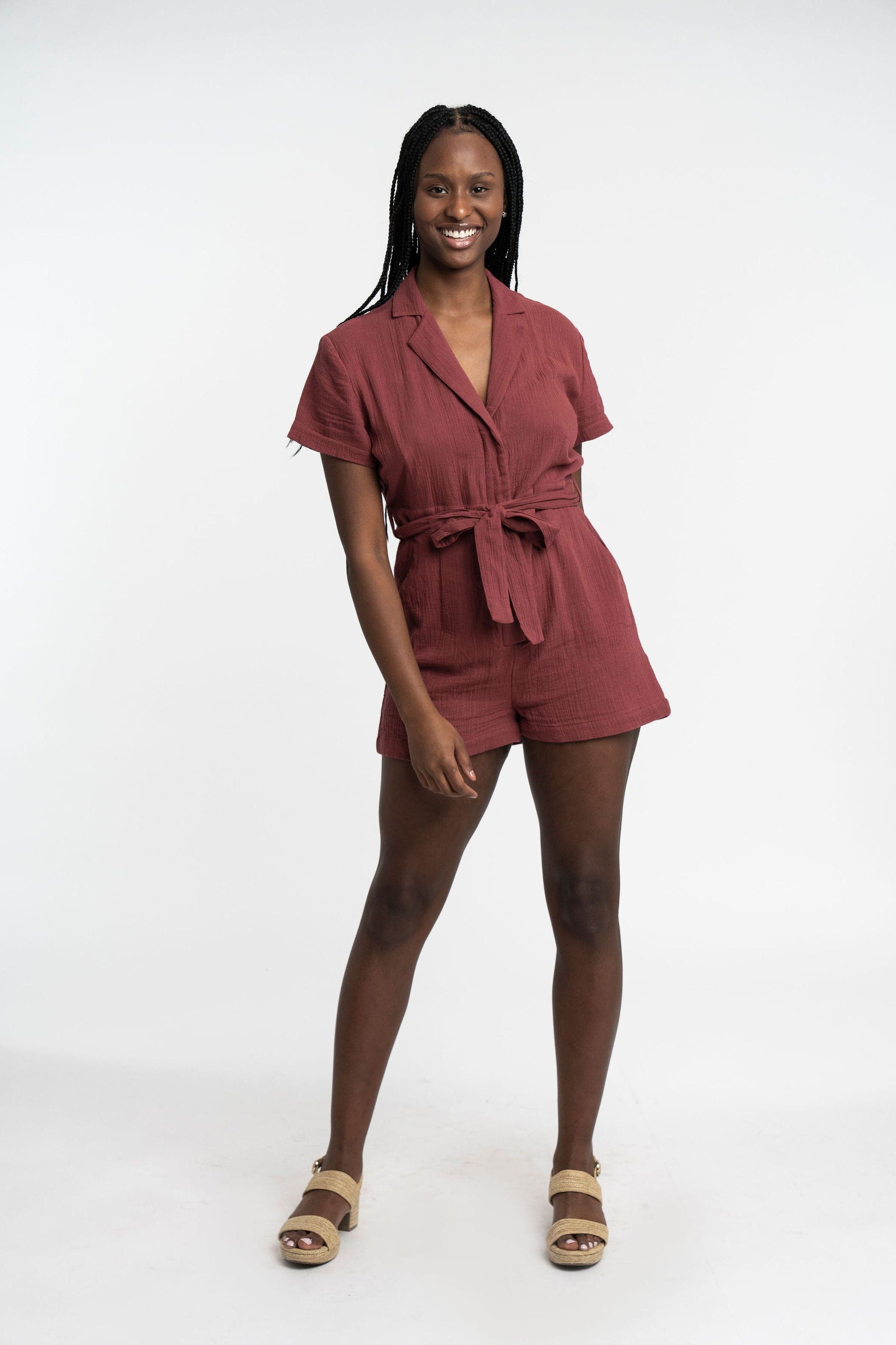 Double Gauze Organic Cotton Button Front Romper GyalBashy