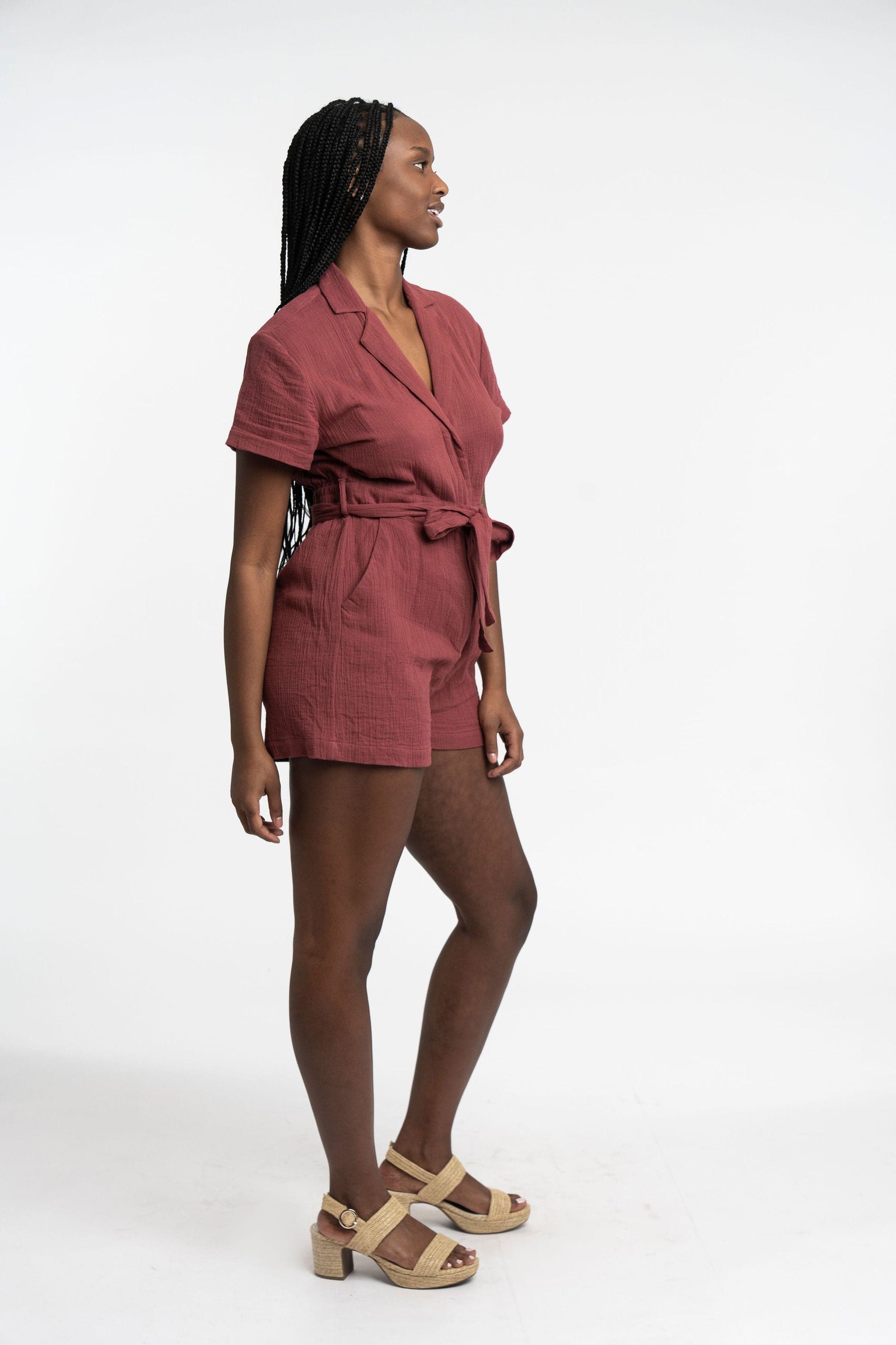 Double Gauze Organic Cotton Button Front Romper GyalBashy