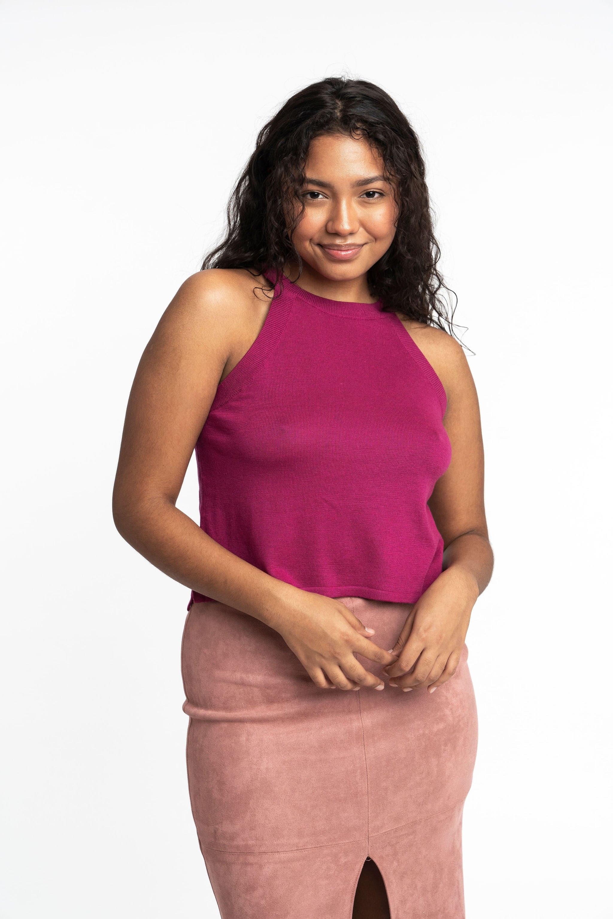 Edith: Sustainable High Neck Knit Tank by Elaine Lewis GyalBashy