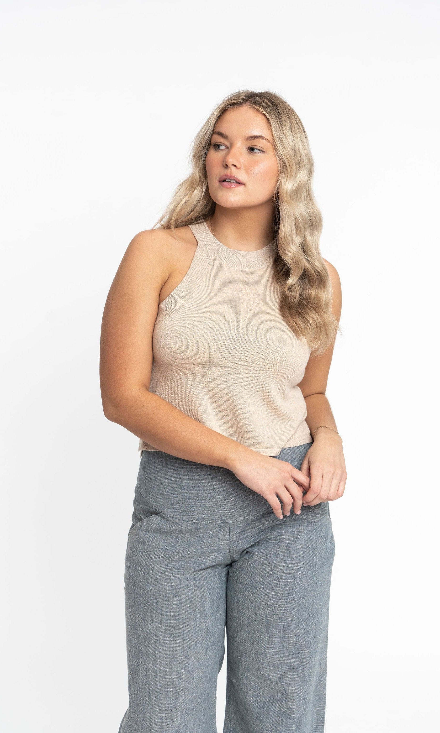 Edith: Sustainable High Neck Knit Tank by Elaine Lewis GyalBashy
