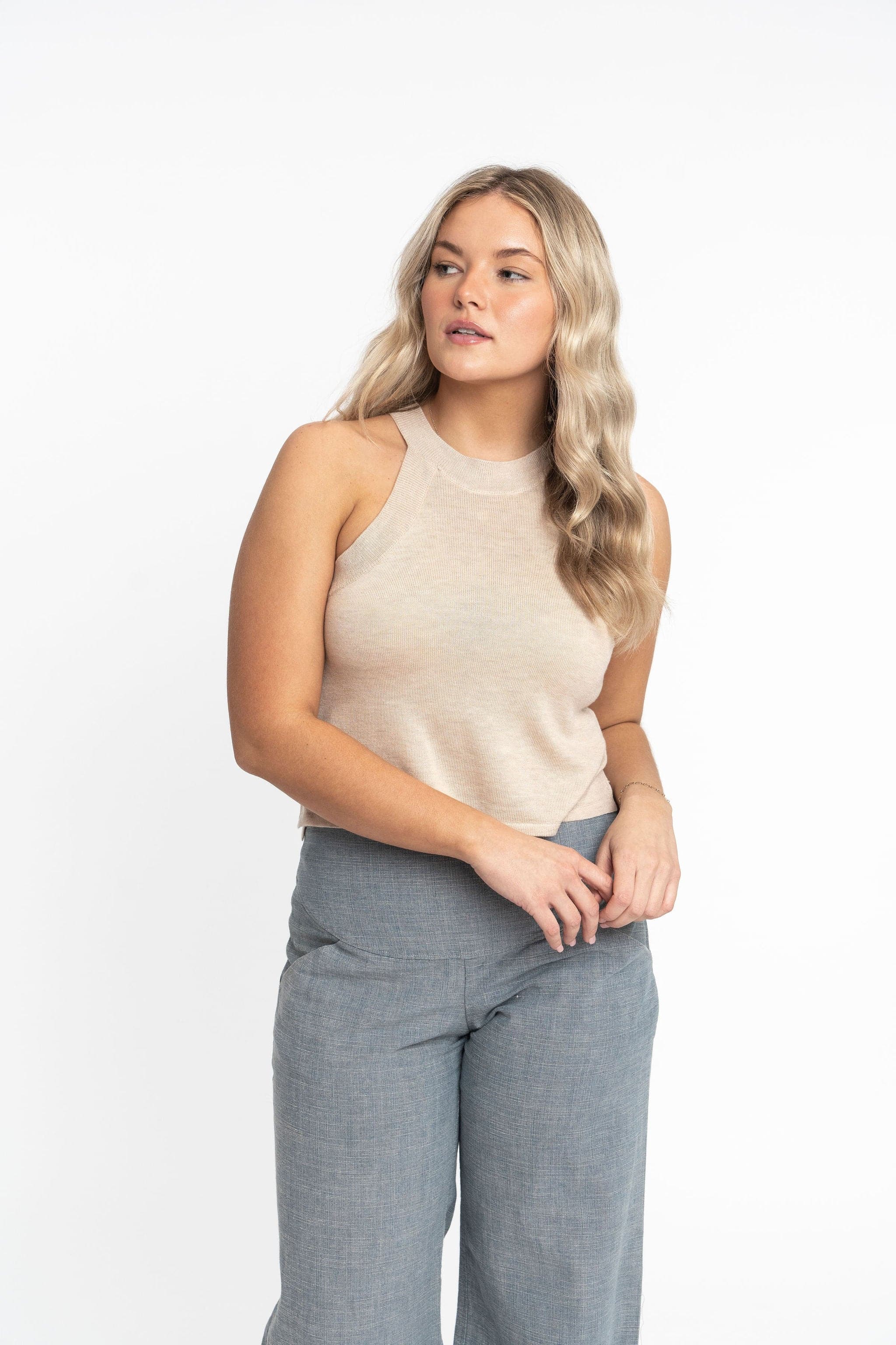 Edith: Sustainable High Neck Knit Tank by Elaine Lewis GyalBashy
