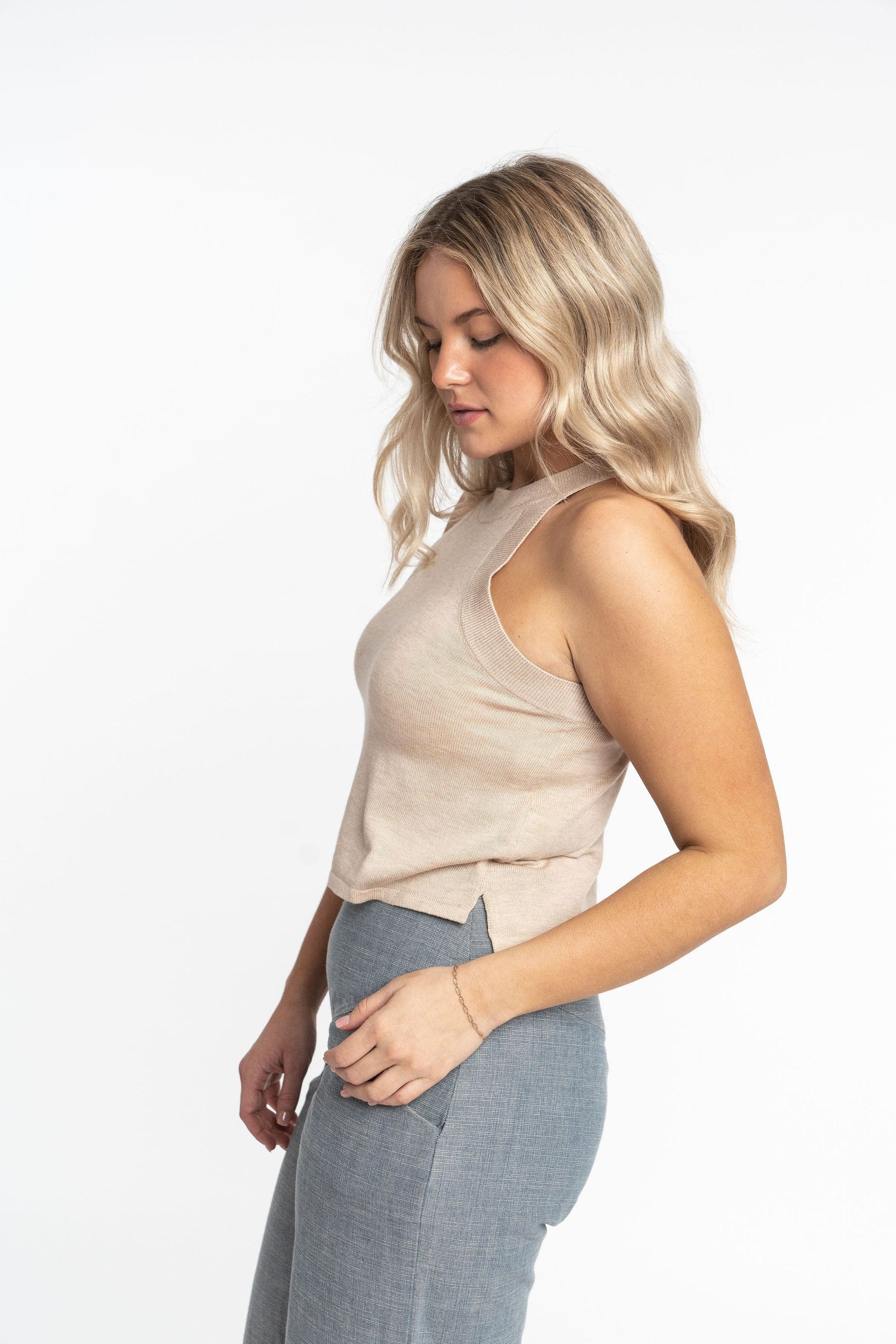 Edith: Sustainable High Neck Knit Tank by Elaine Lewis GyalBashy