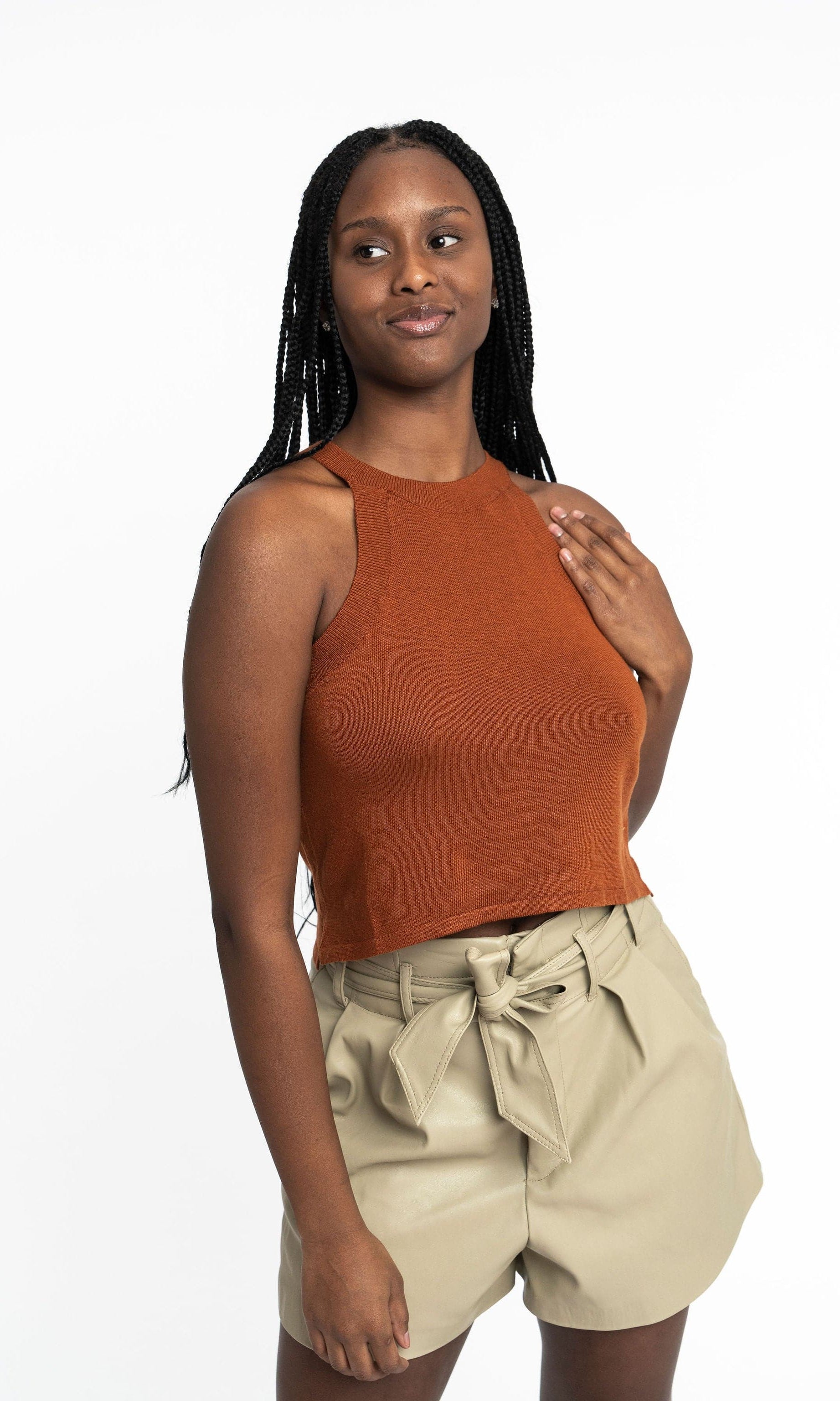 Edith: Sustainable High Neck Knit Tank by Elaine Lewis GyalBashy