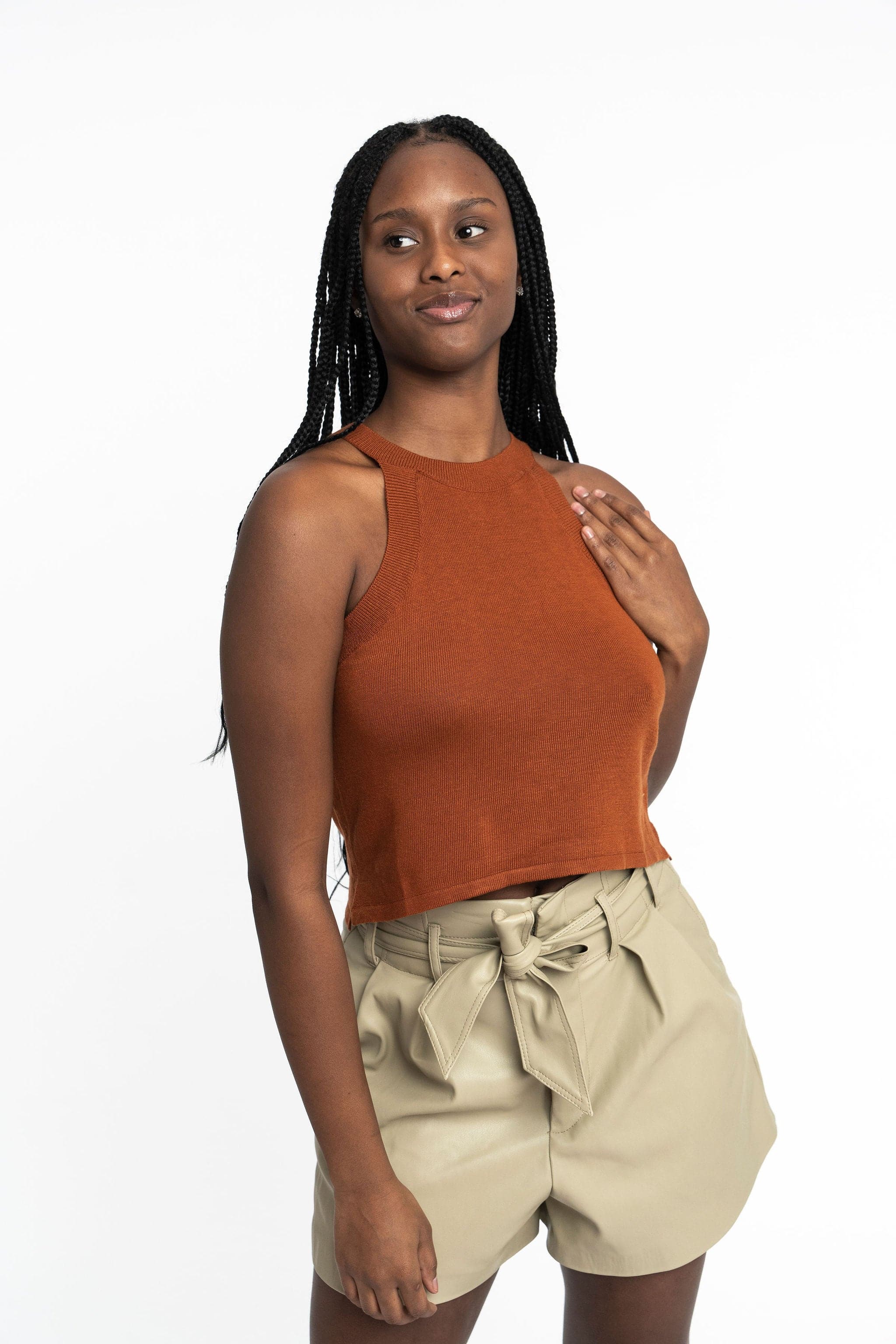 Edith: Sustainable High Neck Knit Tank by Elaine Lewis GyalBashy