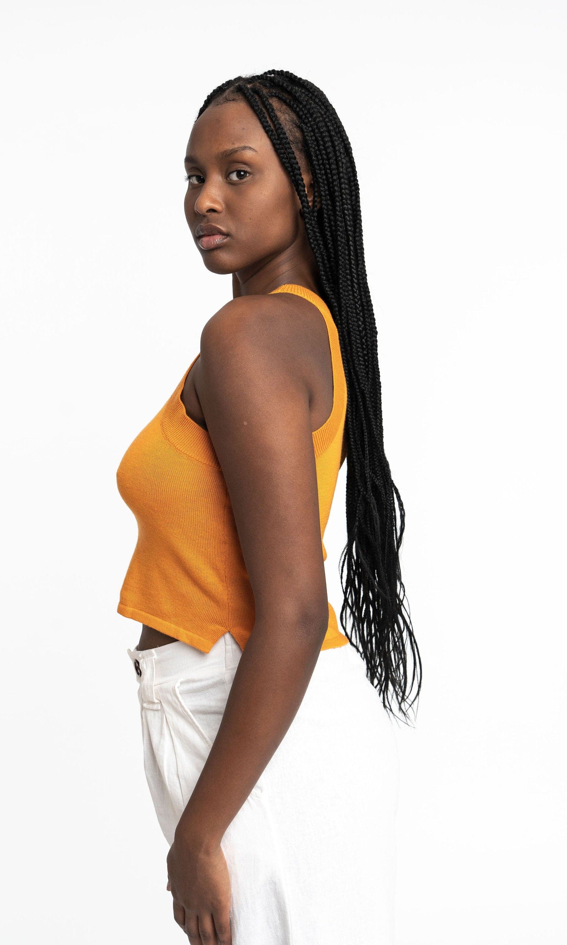 Edith: Sustainable High Neck Knit Tank by Elaine Lewis GyalBashy