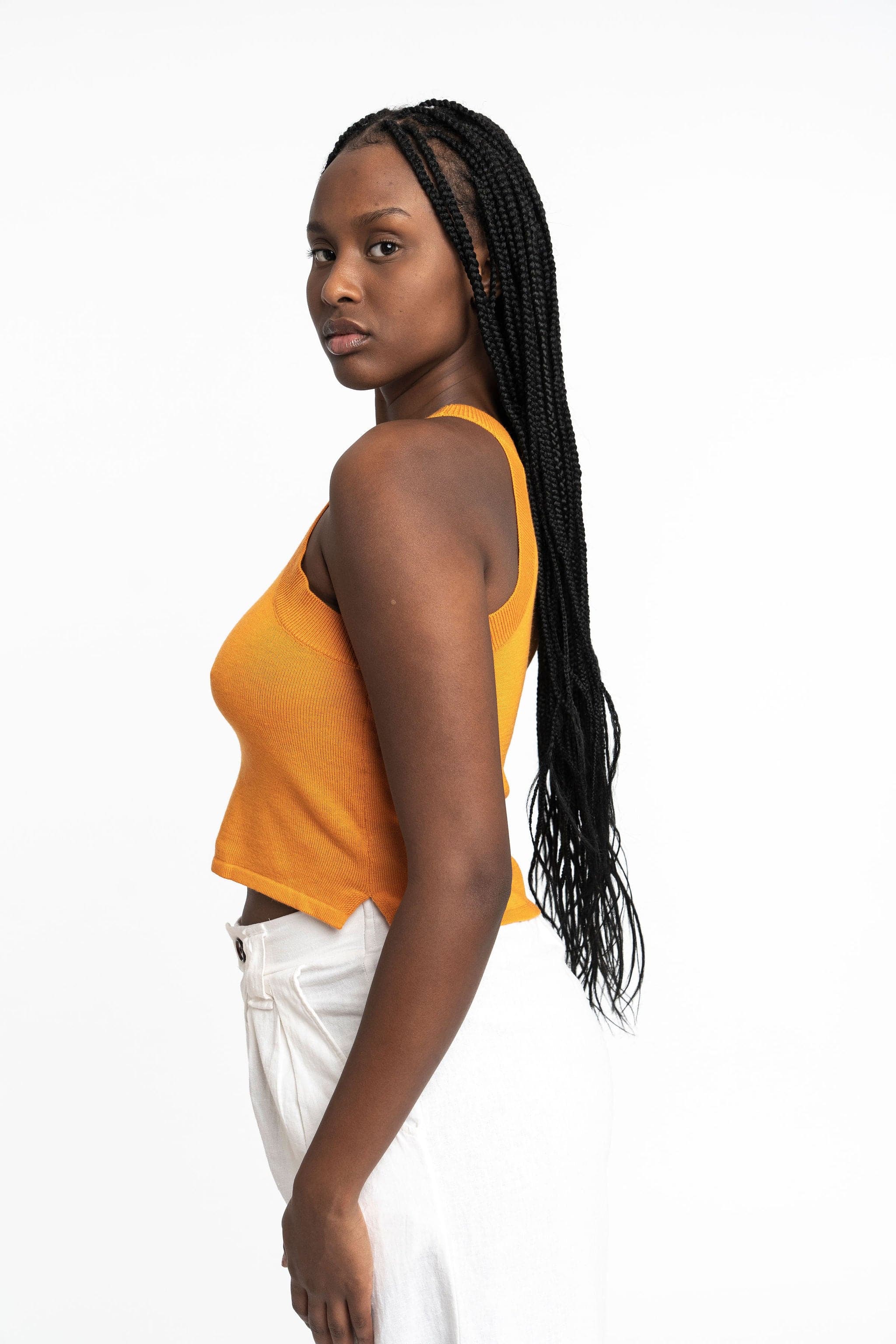 Edith: Sustainable High Neck Knit Tank by Elaine Lewis GyalBashy