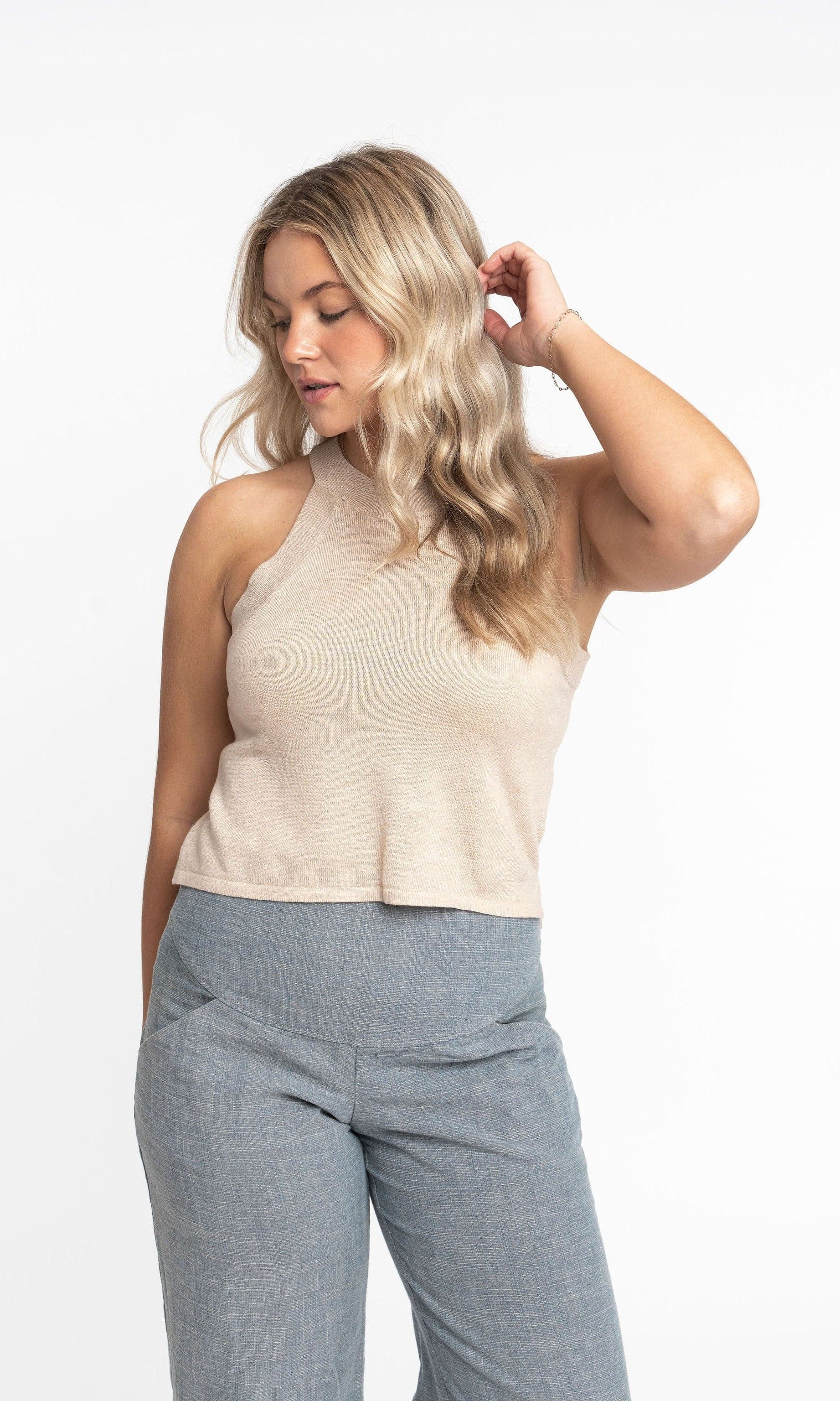 Edith: Sustainable High Neck Knit Tank by Elaine Lewis GyalBashy