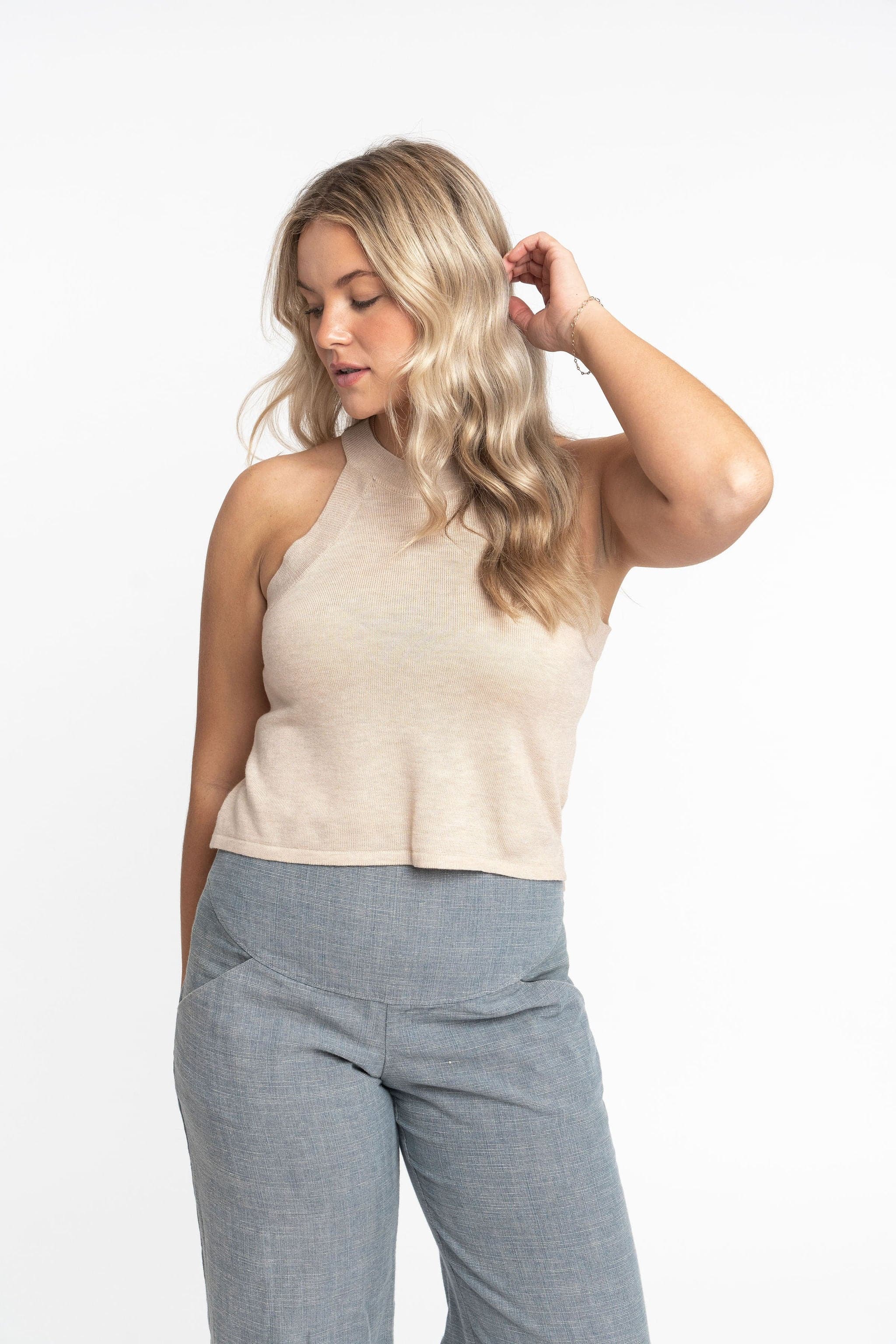 Edith: Sustainable High Neck Knit Tank by Elaine Lewis GyalBashy