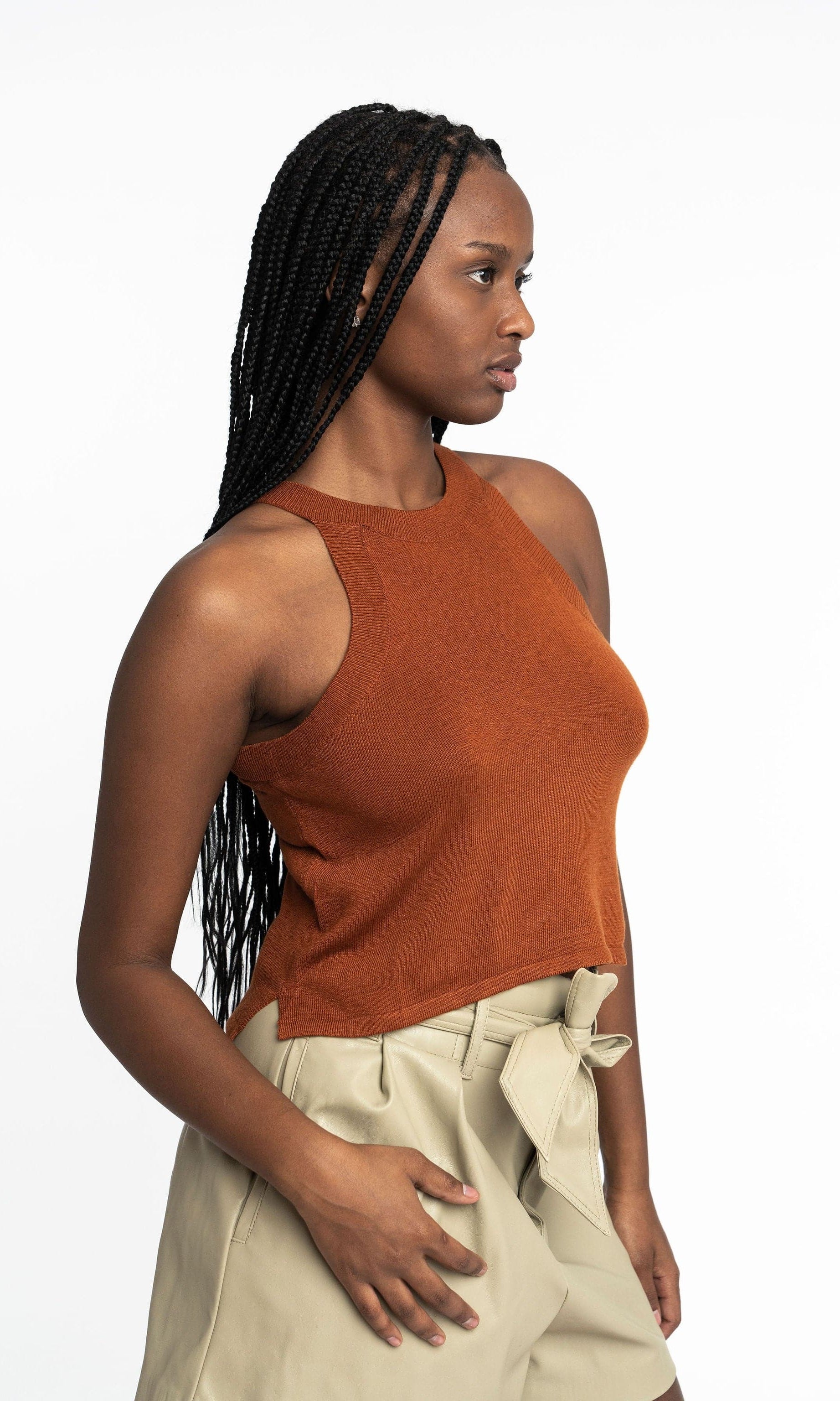 Edith: Sustainable High Neck Knit Tank by Elaine Lewis GyalBashy