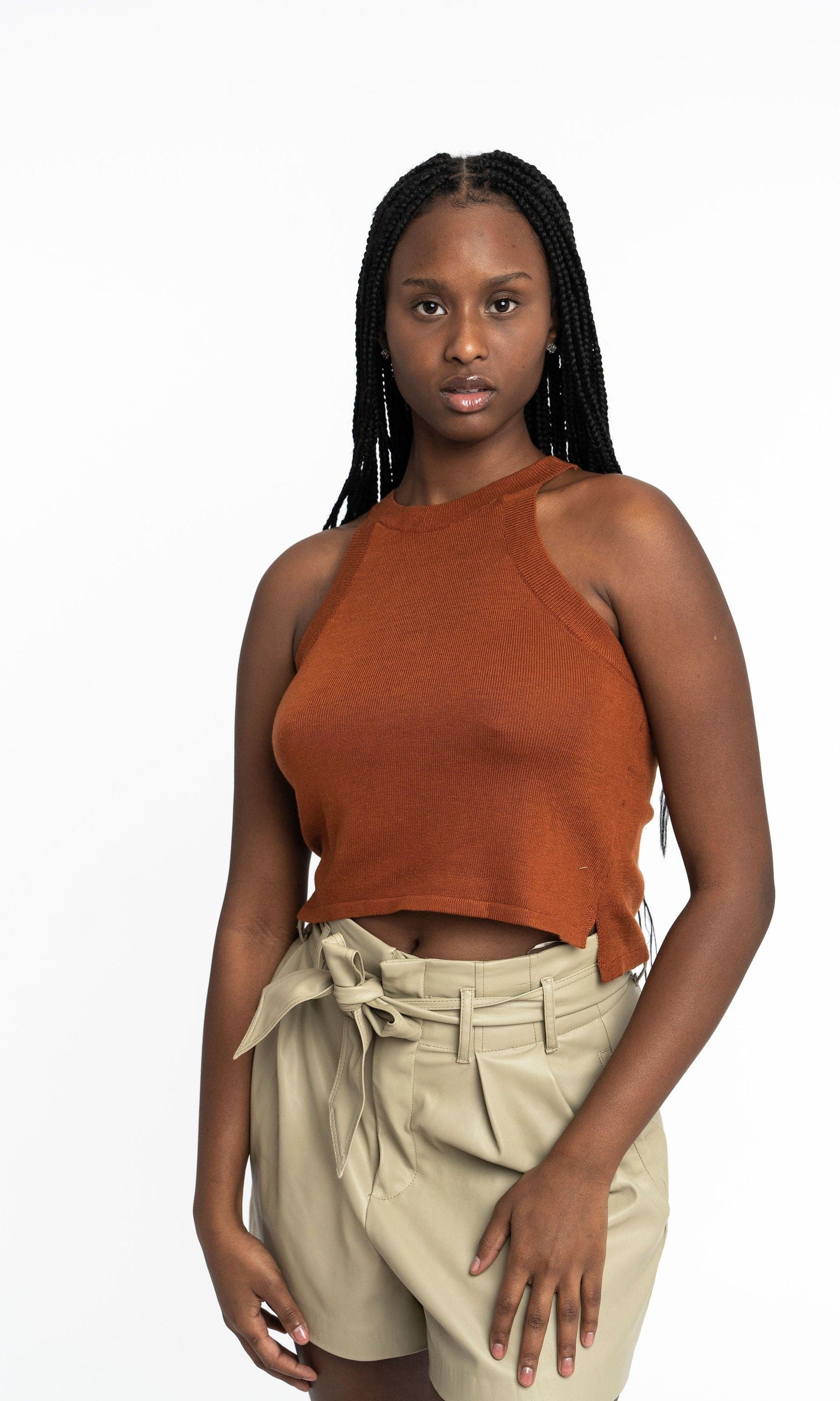 Edith: Sustainable High Neck Knit Tank by Elaine Lewis GyalBashy