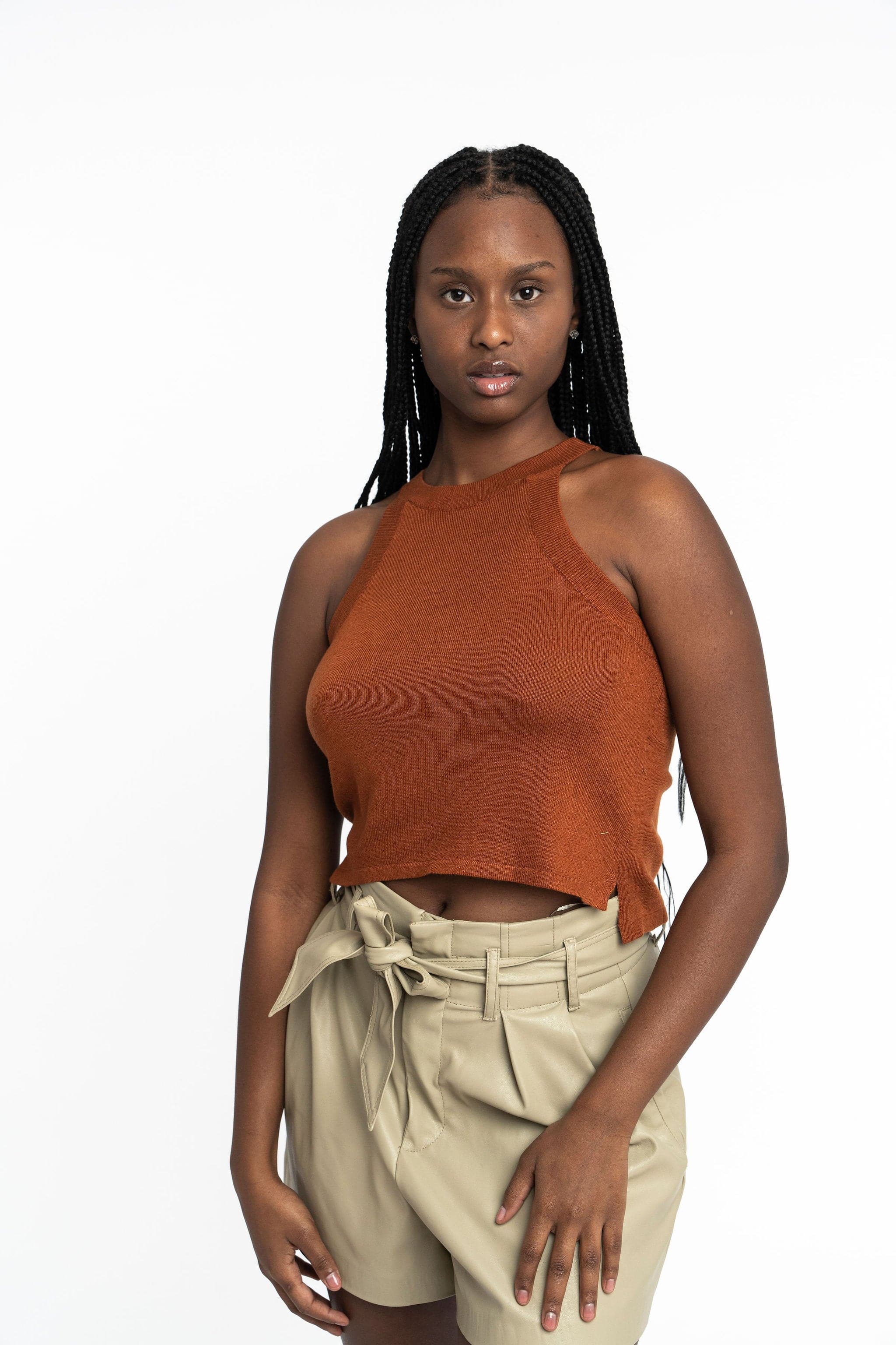 Edith: Sustainable High Neck Knit Tank by Elaine Lewis GyalBashy