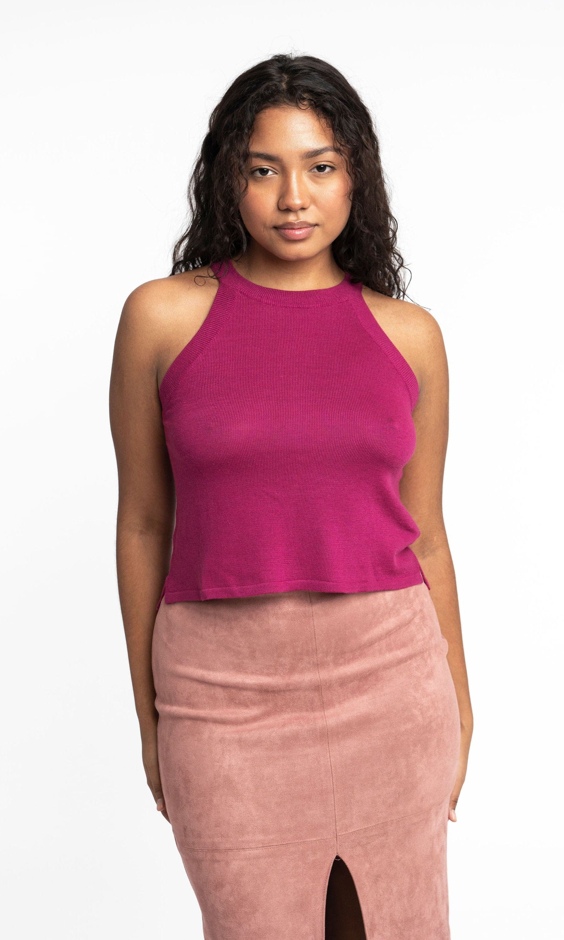 Edith: Sustainable High Neck Knit Tank by Elaine Lewis GyalBashy