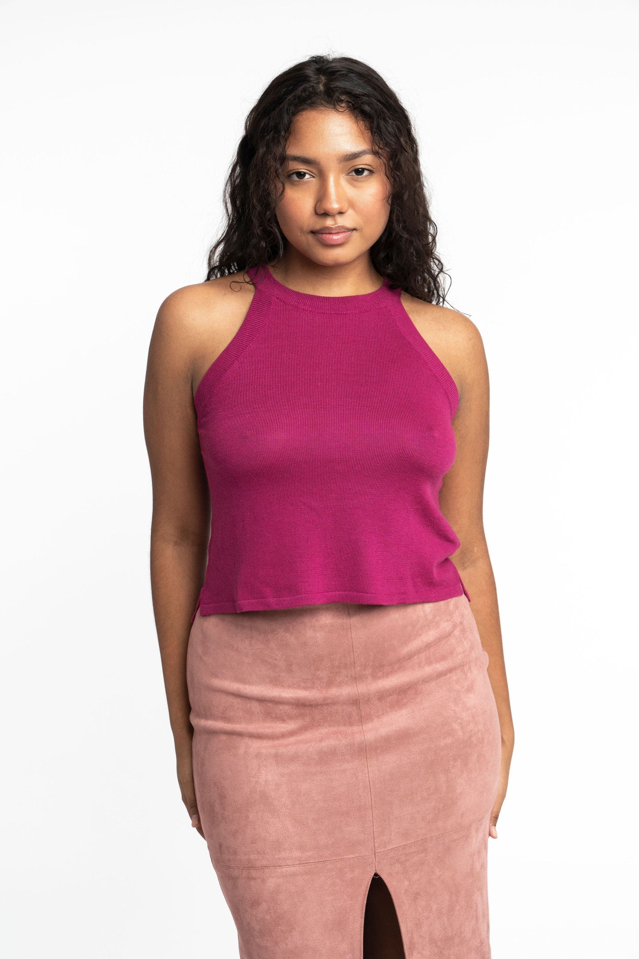 Edith: Sustainable High Neck Knit Tank by Elaine Lewis GyalBashy