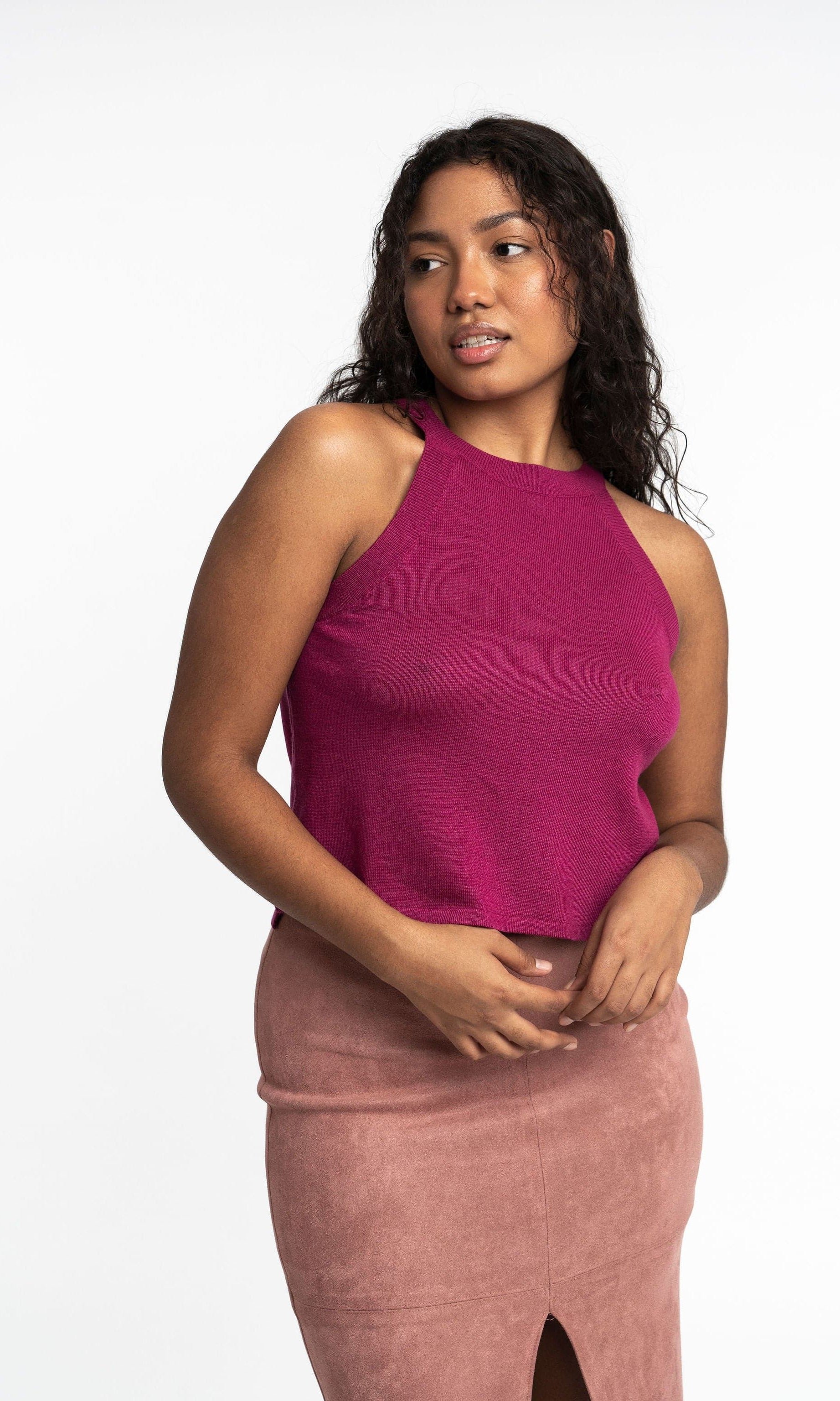 Edith: Sustainable High Neck Knit Tank by Elaine Lewis GyalBashy