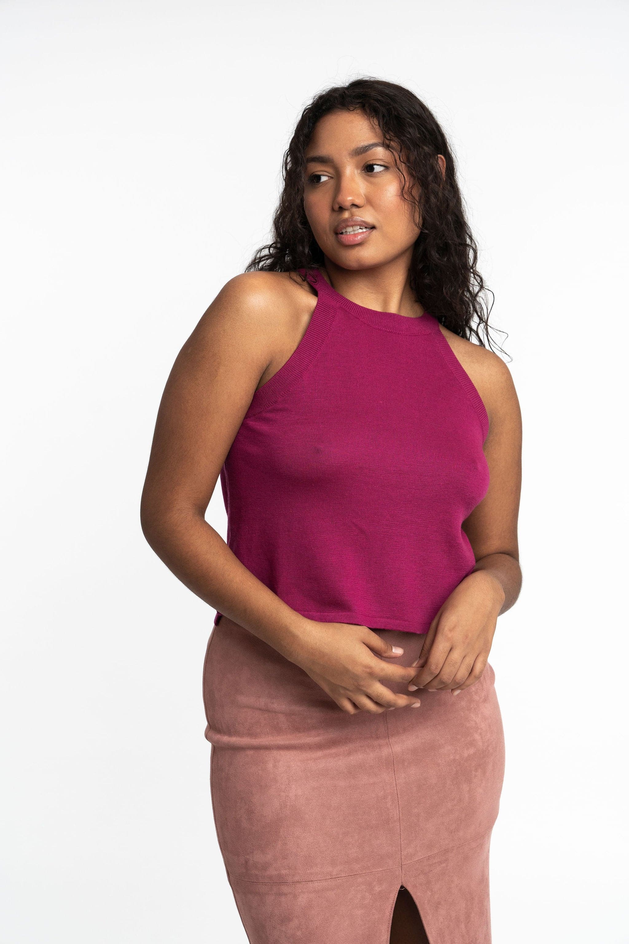 Edith: Sustainable High Neck Knit Tank by Elaine Lewis GyalBashy