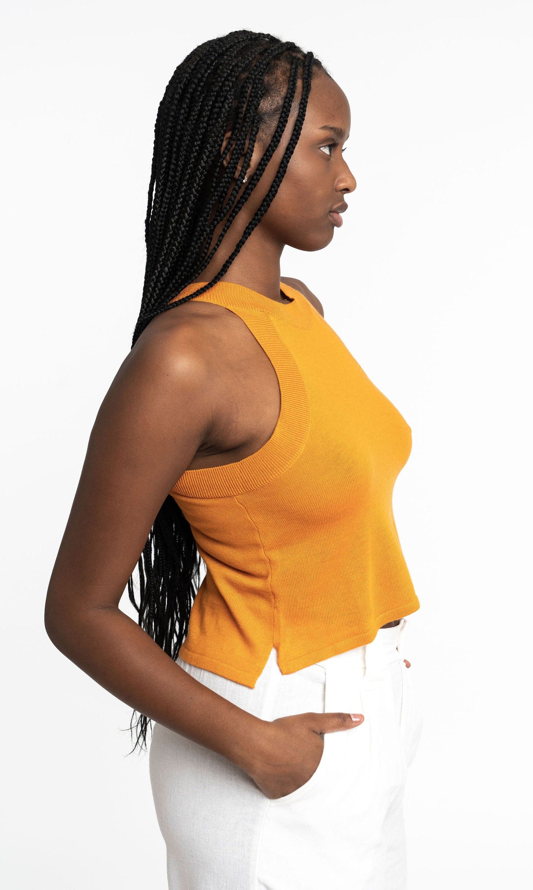 Edith: Sustainable High Neck Knit Tank by Elaine Lewis GyalBashy
