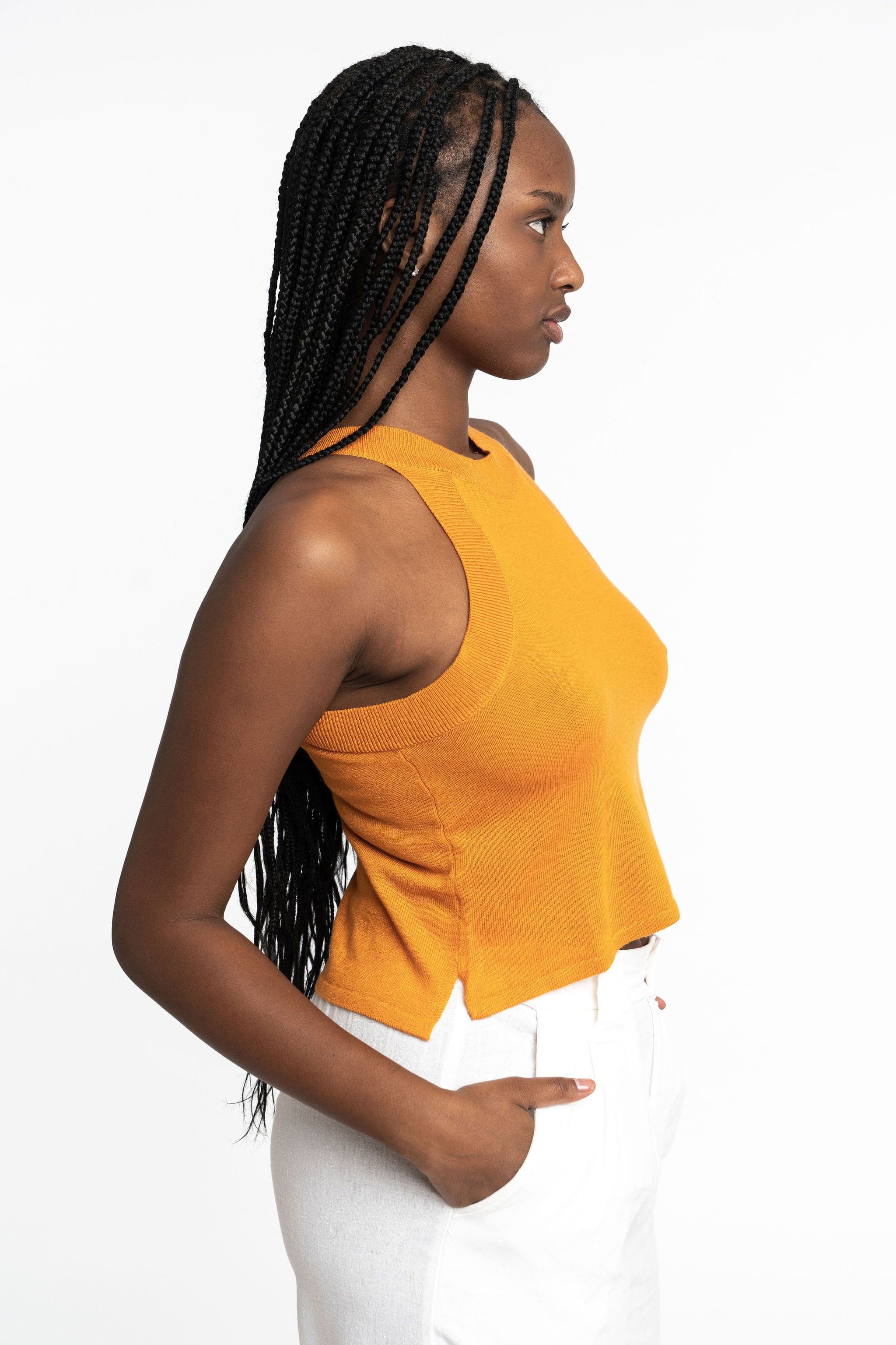 Edith: Sustainable High Neck Knit Tank by Elaine Lewis GyalBashy