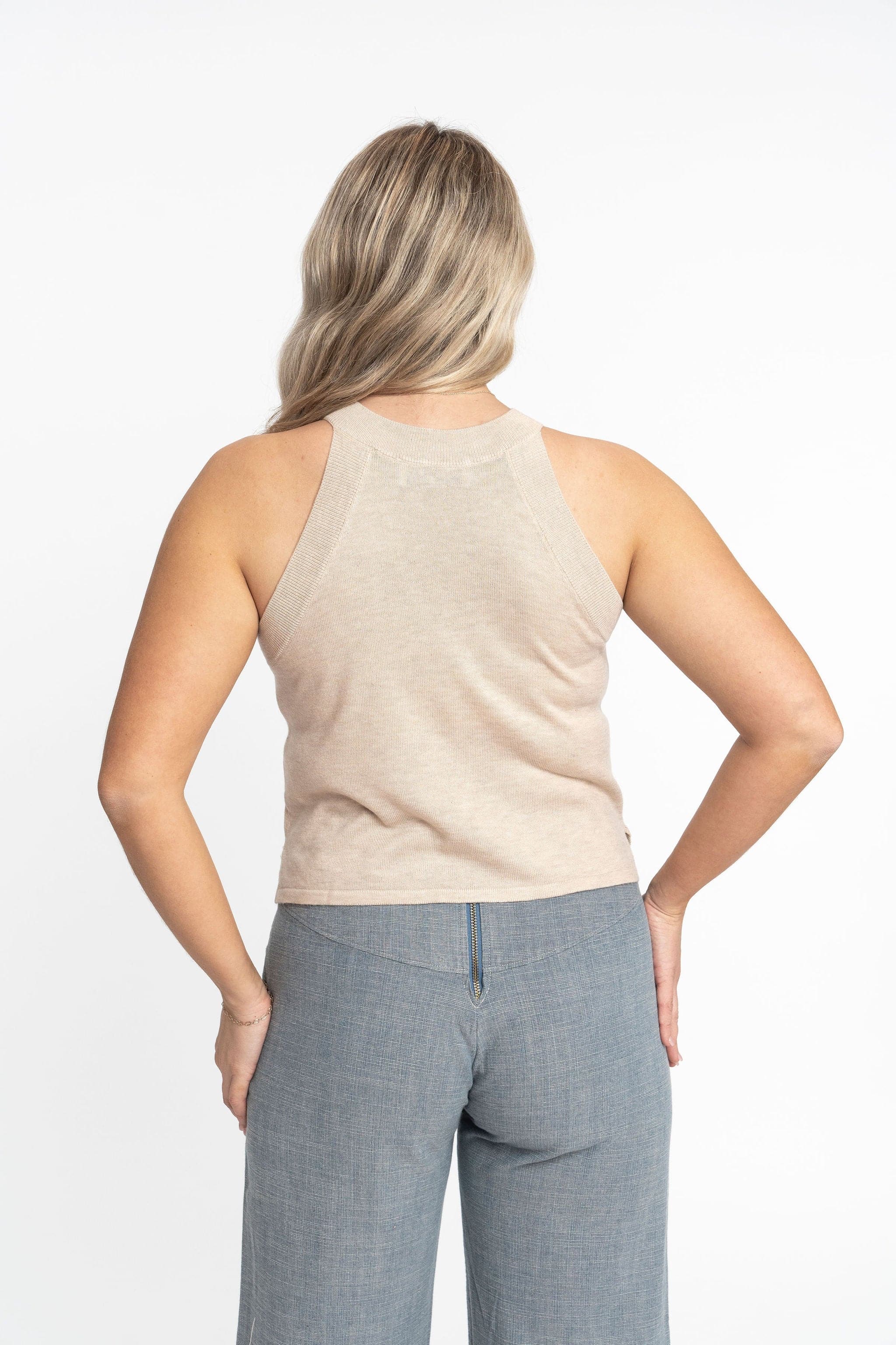 Edith: Sustainable High Neck Knit Tank by Elaine Lewis GyalBashy