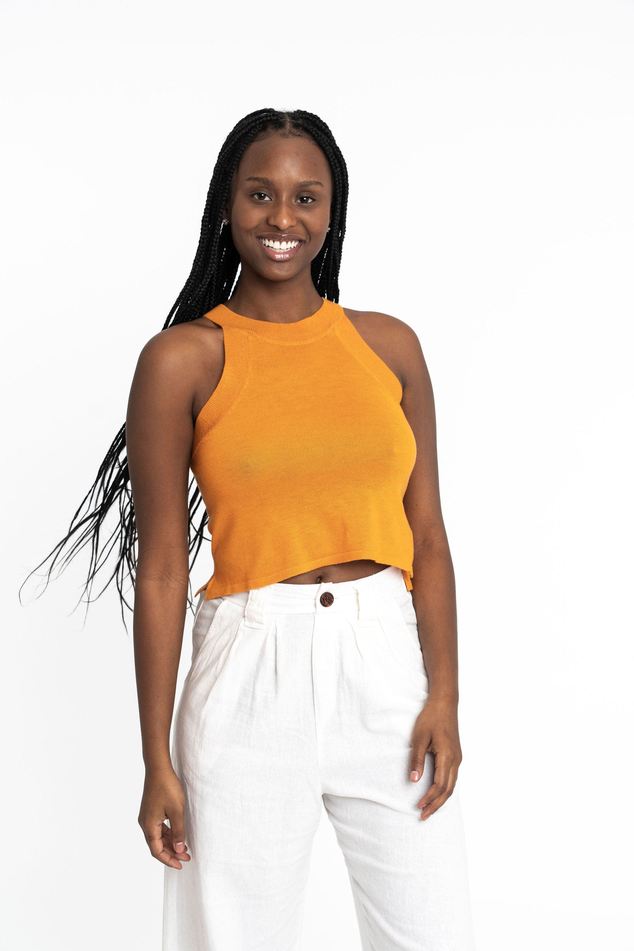 Edith: Sustainable High Neck Knit Tank by Elaine Lewis GyalBashy