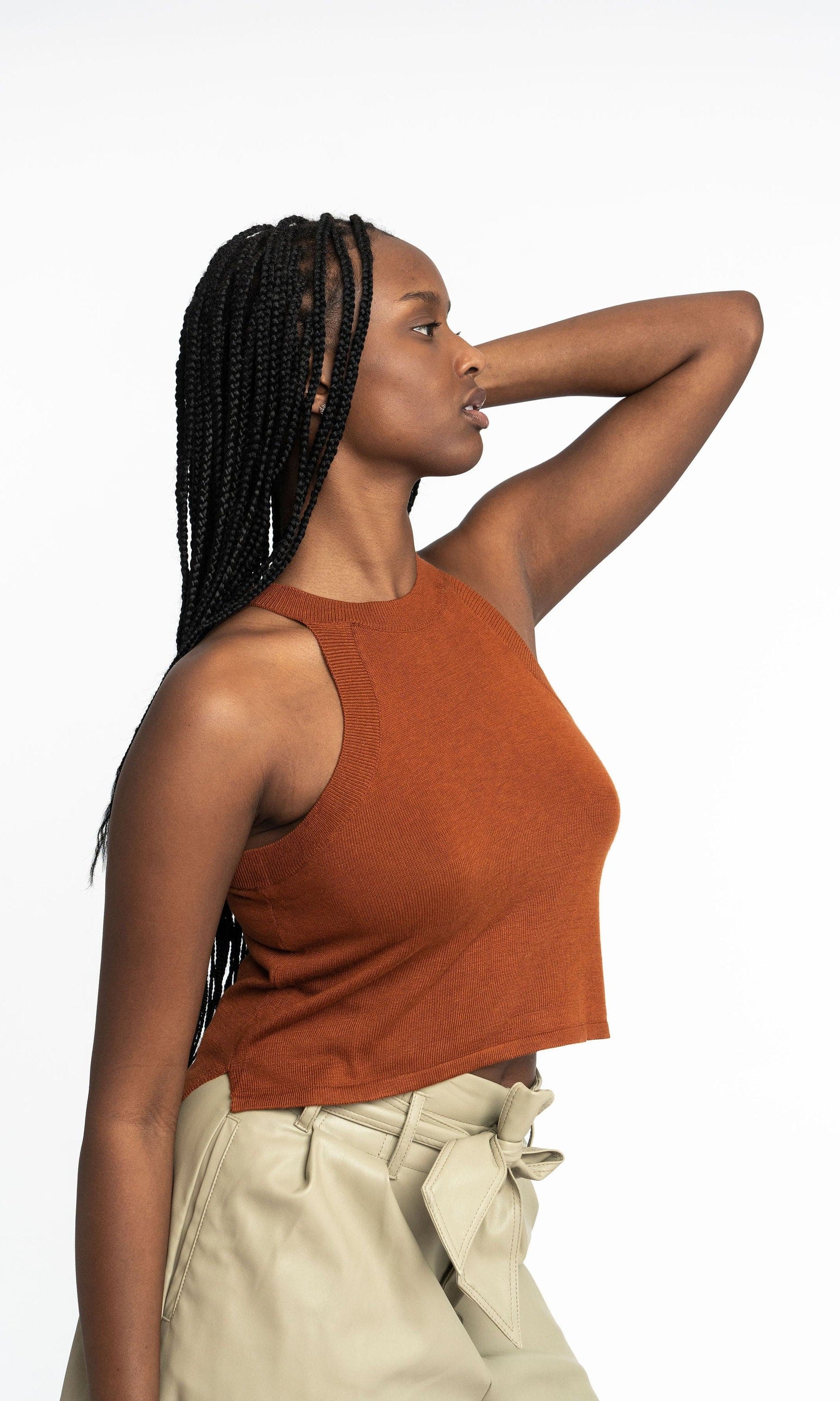 Edith: Sustainable High Neck Knit Tank by Elaine Lewis GyalBashy