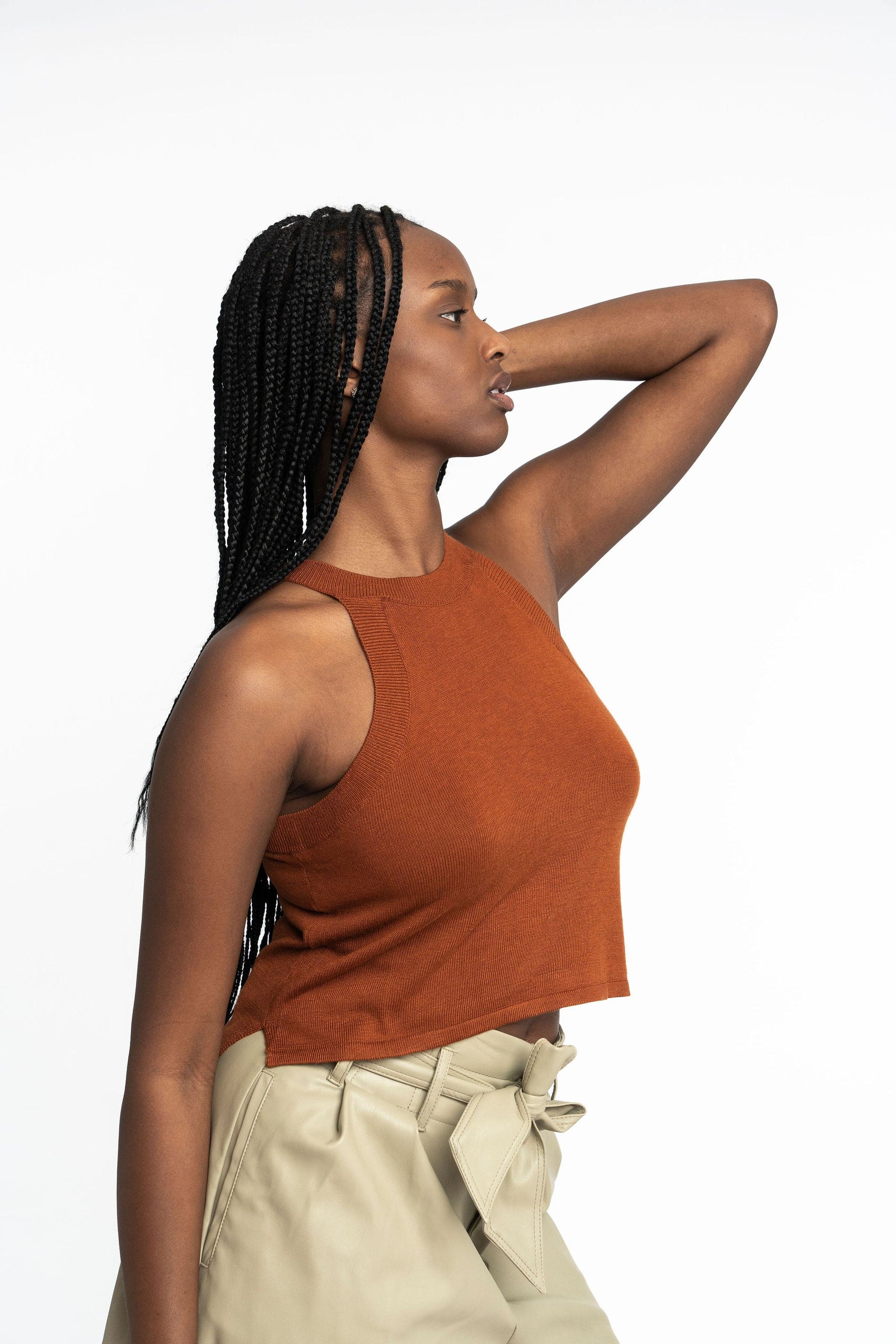 Edith: Sustainable High Neck Knit Tank by Elaine Lewis GyalBashy
