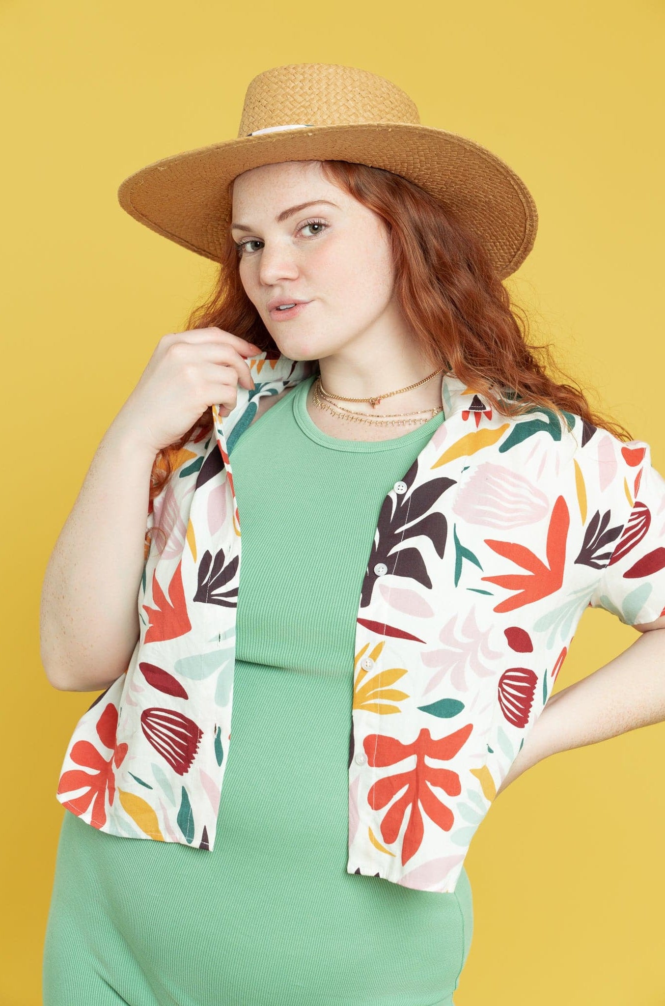 Galina Straw Hat With Recycled Microfiber Printed Band GyalBashy