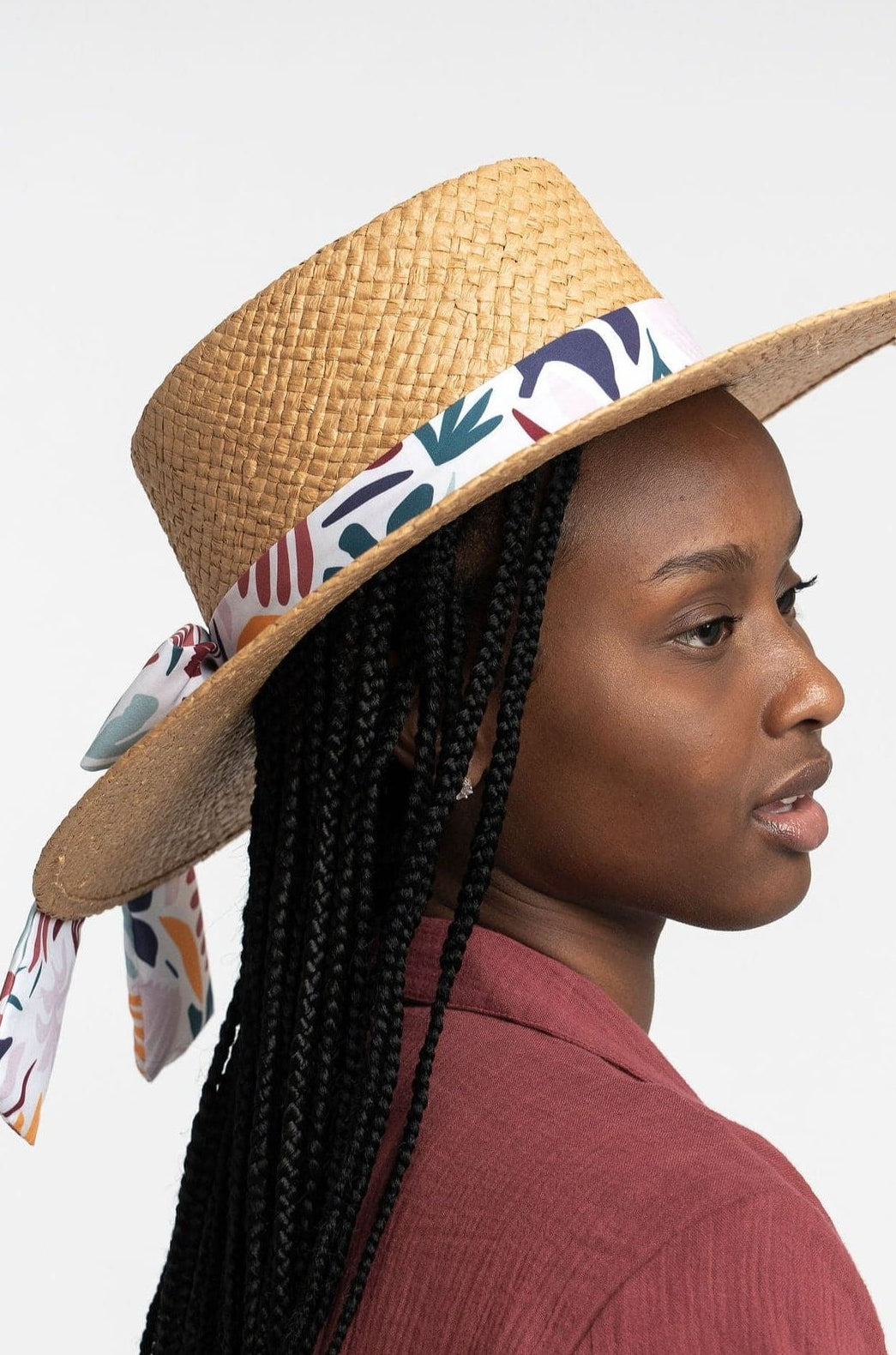 Galina Straw Hat With Recycled Microfiber Printed Band GyalBashy