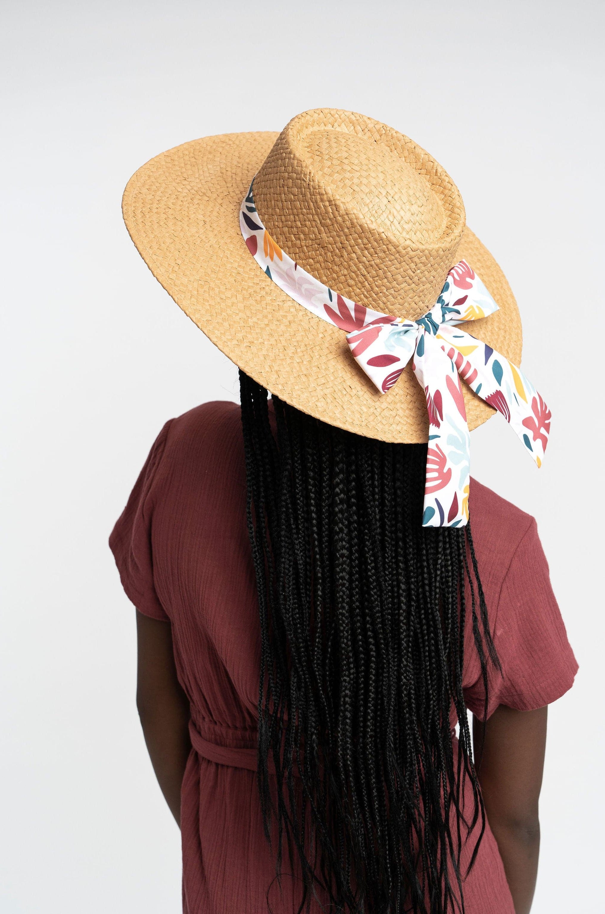 Galina Straw Hat With Recycled Microfiber Printed Band GyalBashy