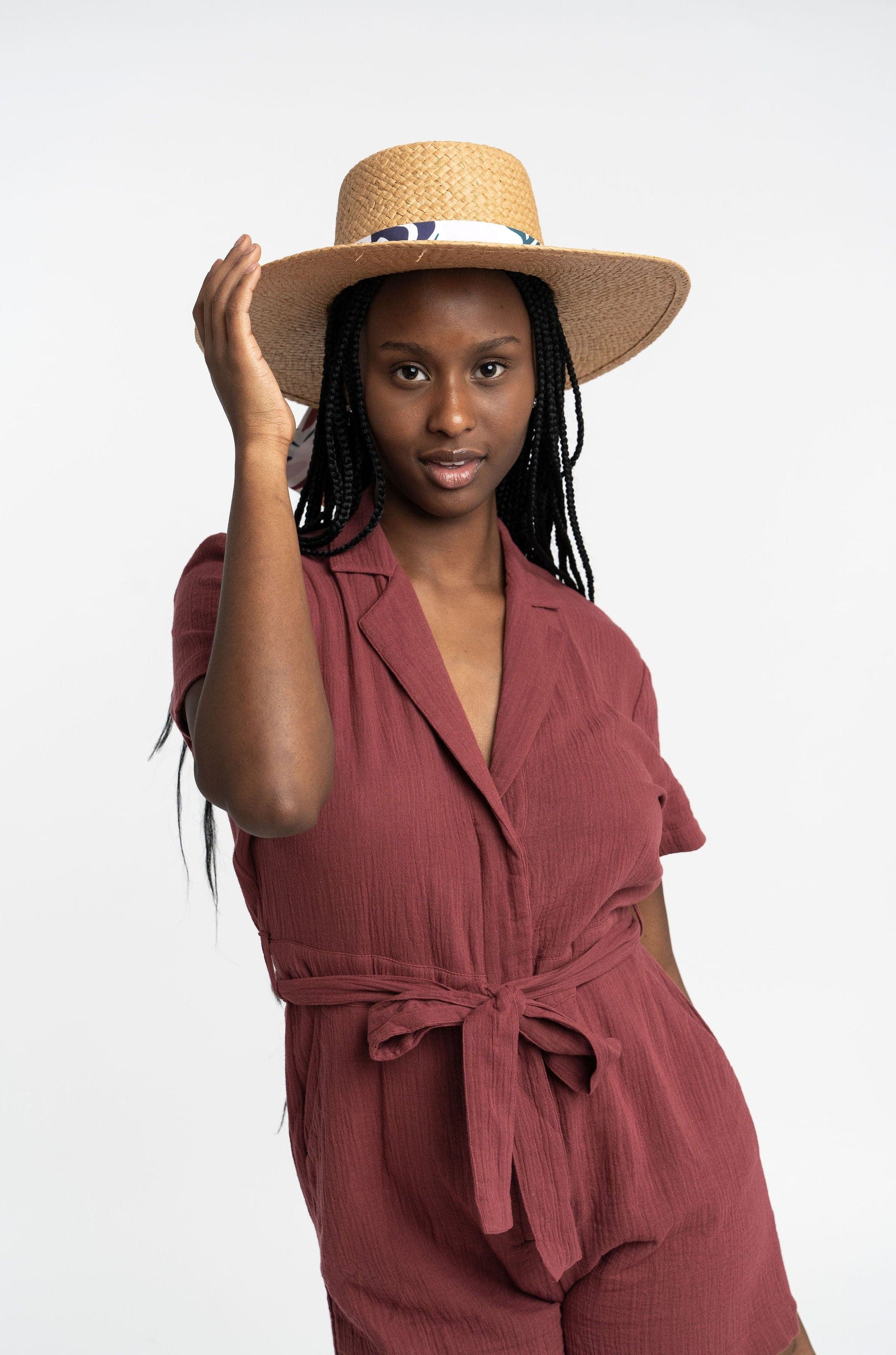 Galina Straw Hat With Recycled Microfiber Printed Band GyalBashy