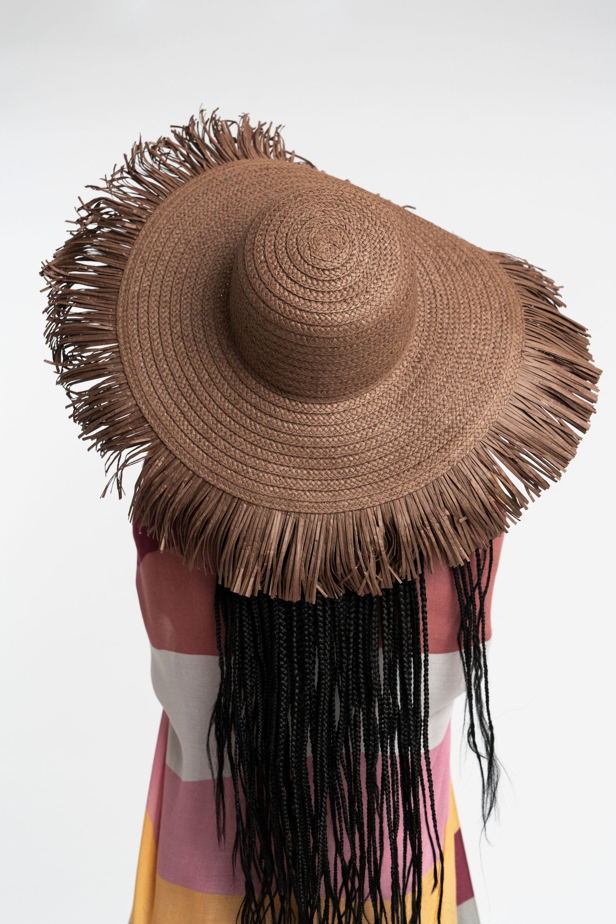 Guisa Oversized Braided Straw Sun Hat with Fringe GyalBashy