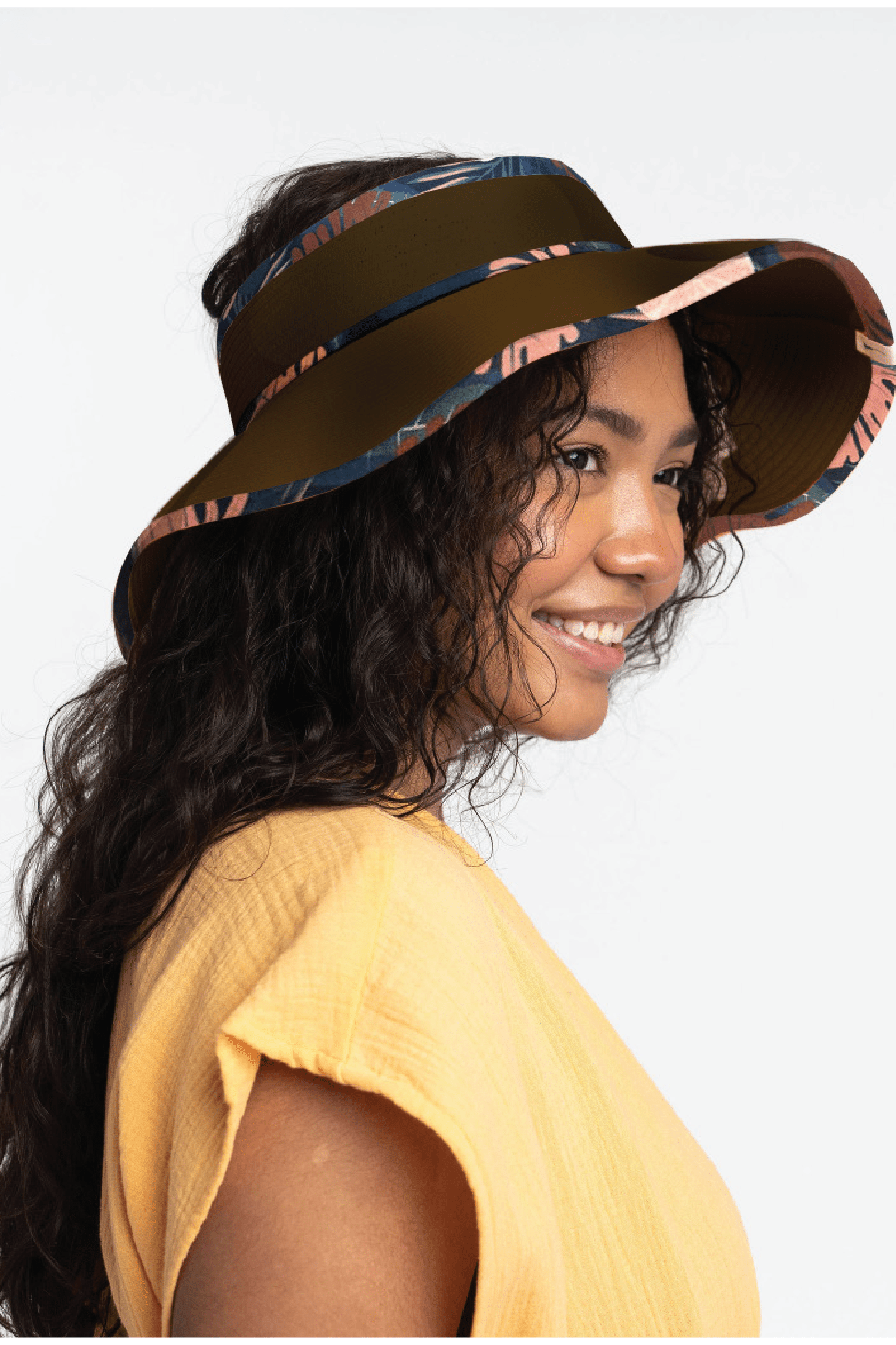 Jimani Roll Up Straw Sun Visor With Printed Binding GyalBashy