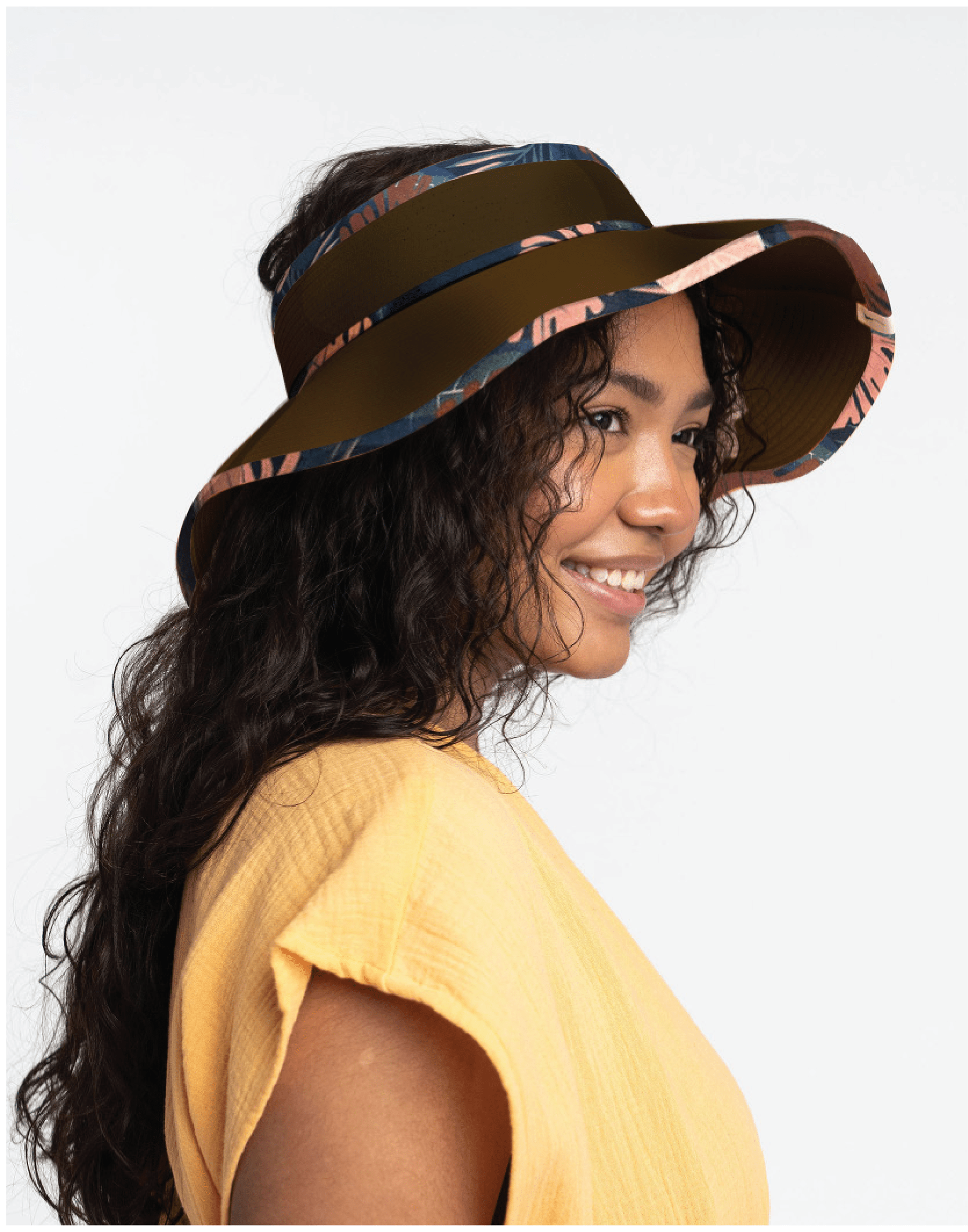 Jimani Roll Up Straw Sun Visor With Printed Binding GyalBashy