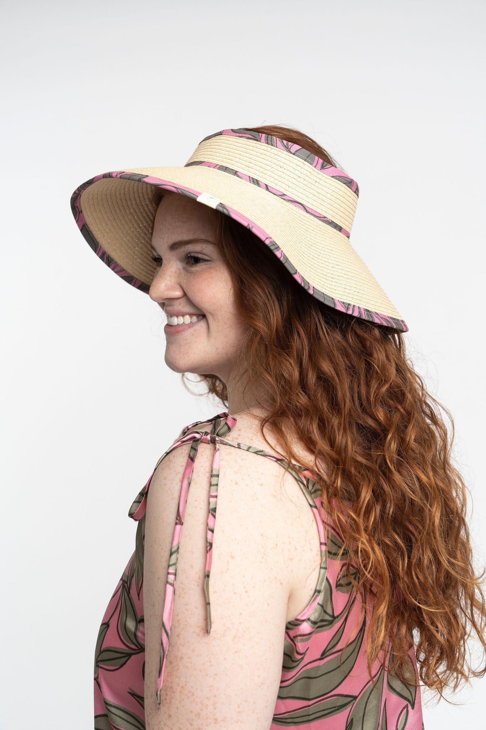 Jimani Roll Up Straw Sun Visor With Printed Binding GyalBashy