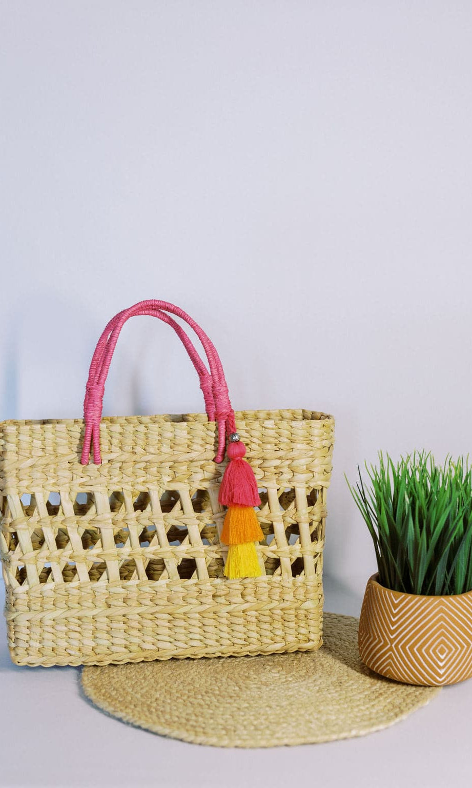 Kingston Hand Woven Rattan Tote With Jute Handles GyalBashy