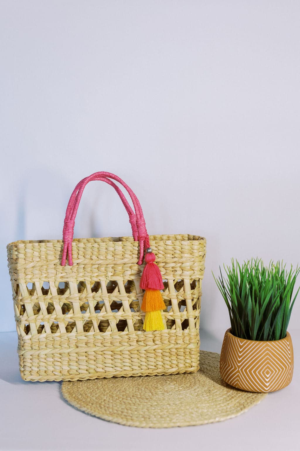 Kingston Hand Woven Rattan Tote With Jute Handles GyalBashy