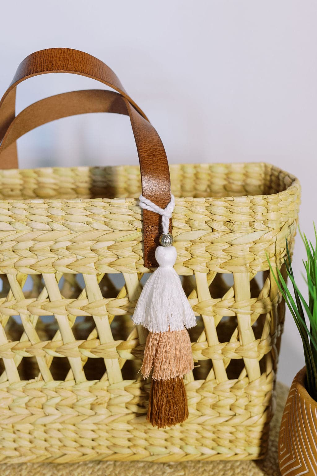Kingston Hand Woven Rattan Tote with Genuine Leather Handles GyalBashy