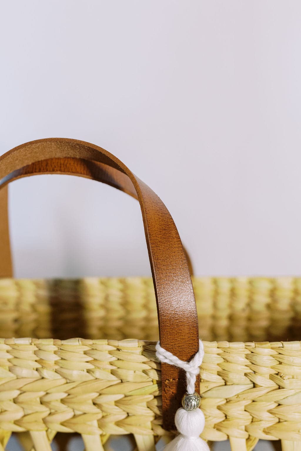 Kingston Hand Woven Rattan Tote with Genuine Leather Handles GyalBashy