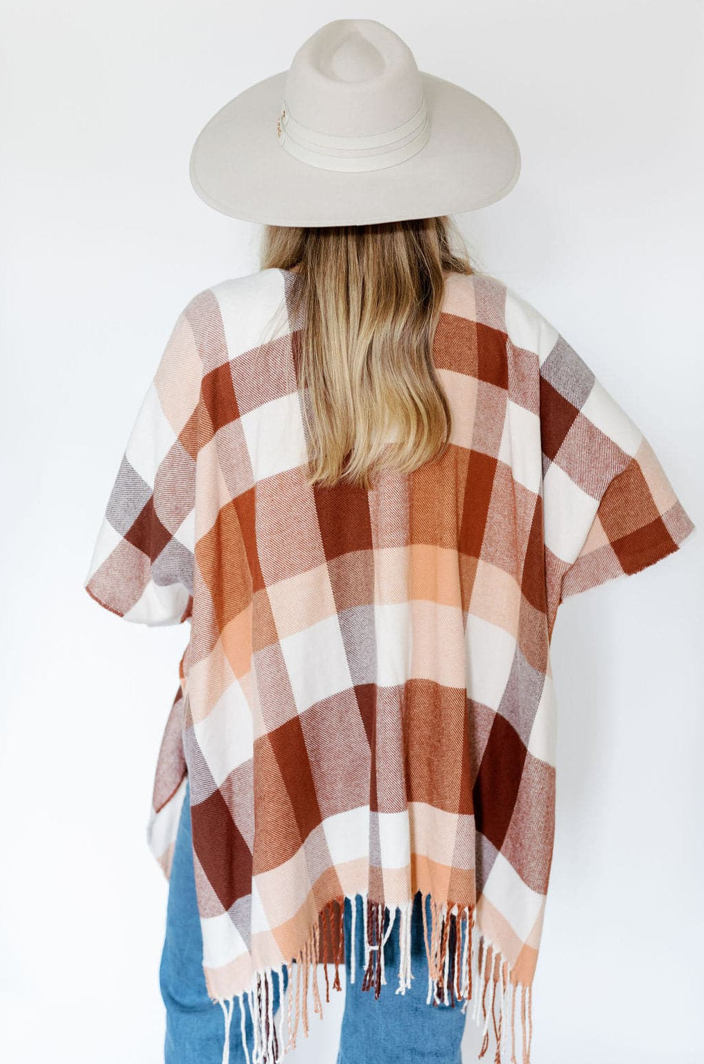 Recycled Plaid Ruana with Fringe GyalBashy
