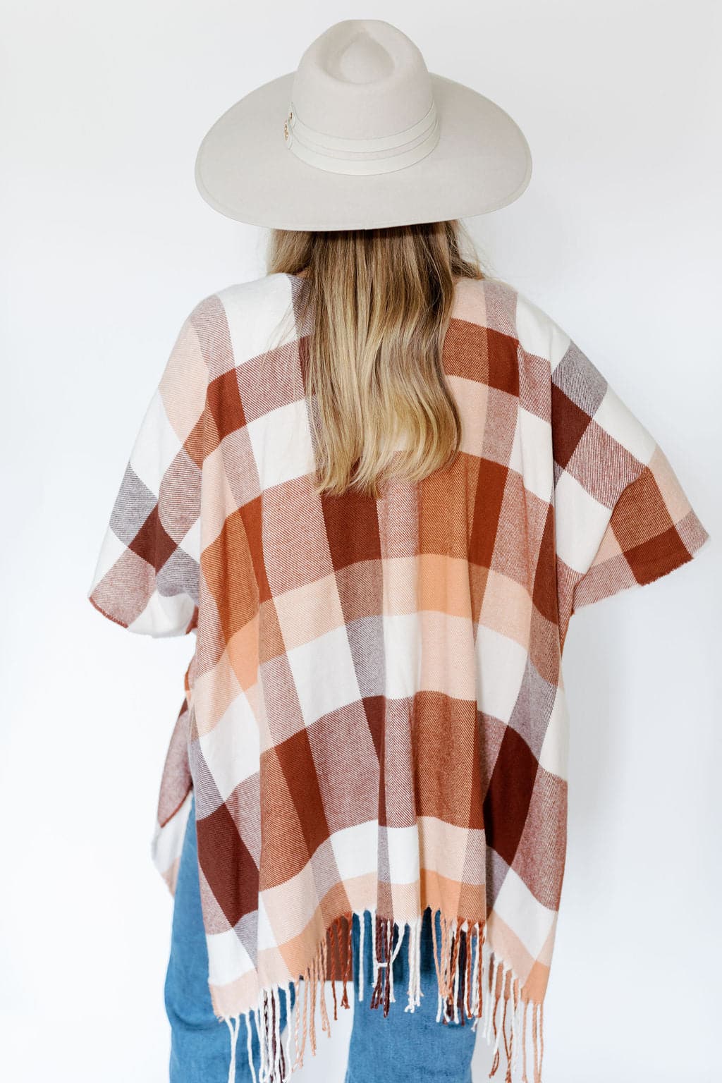 Recycled Plaid Ruana with Fringe GyalBashy