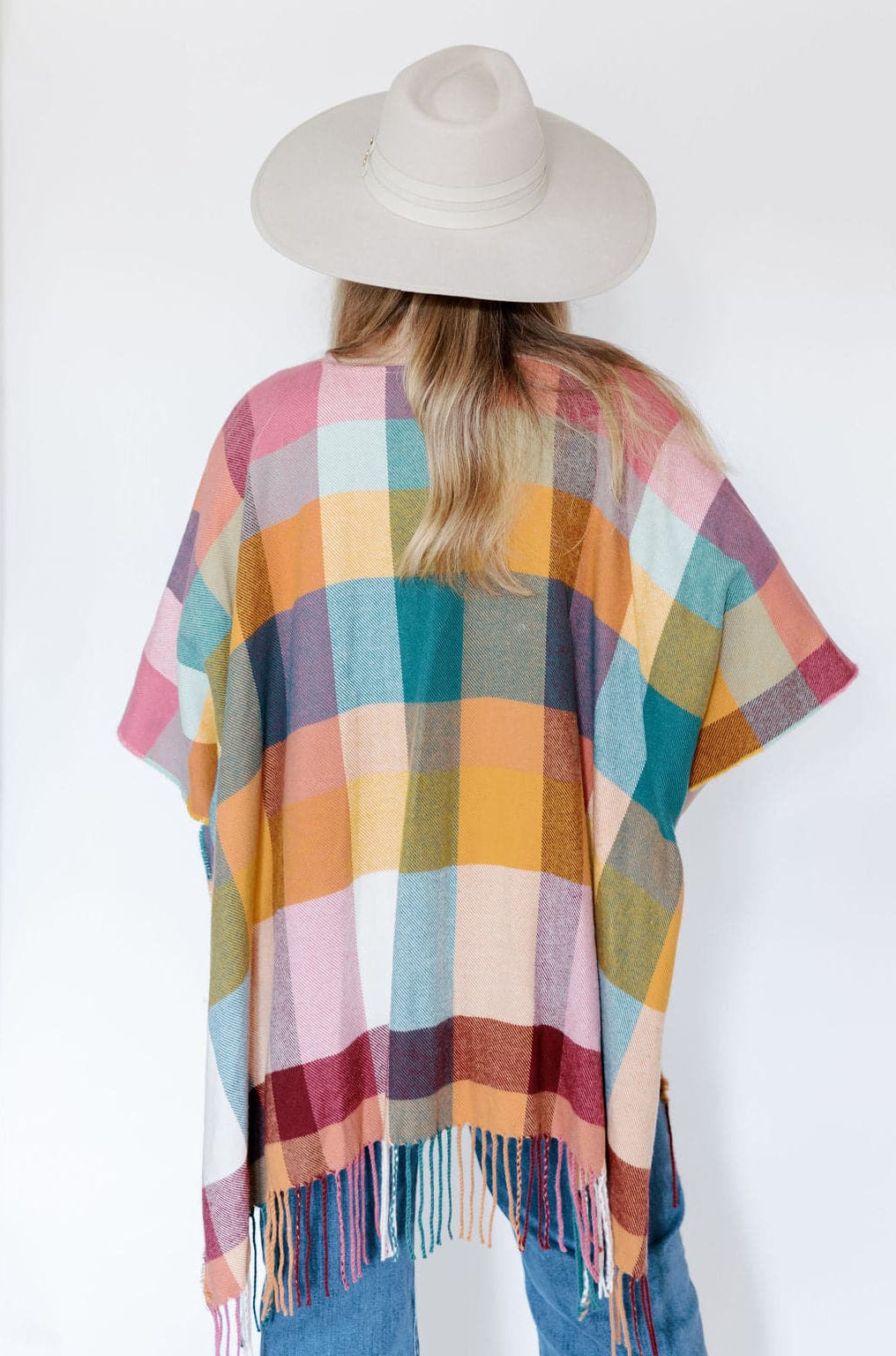 Recycled Plaid Ruana with Fringe GyalBashy