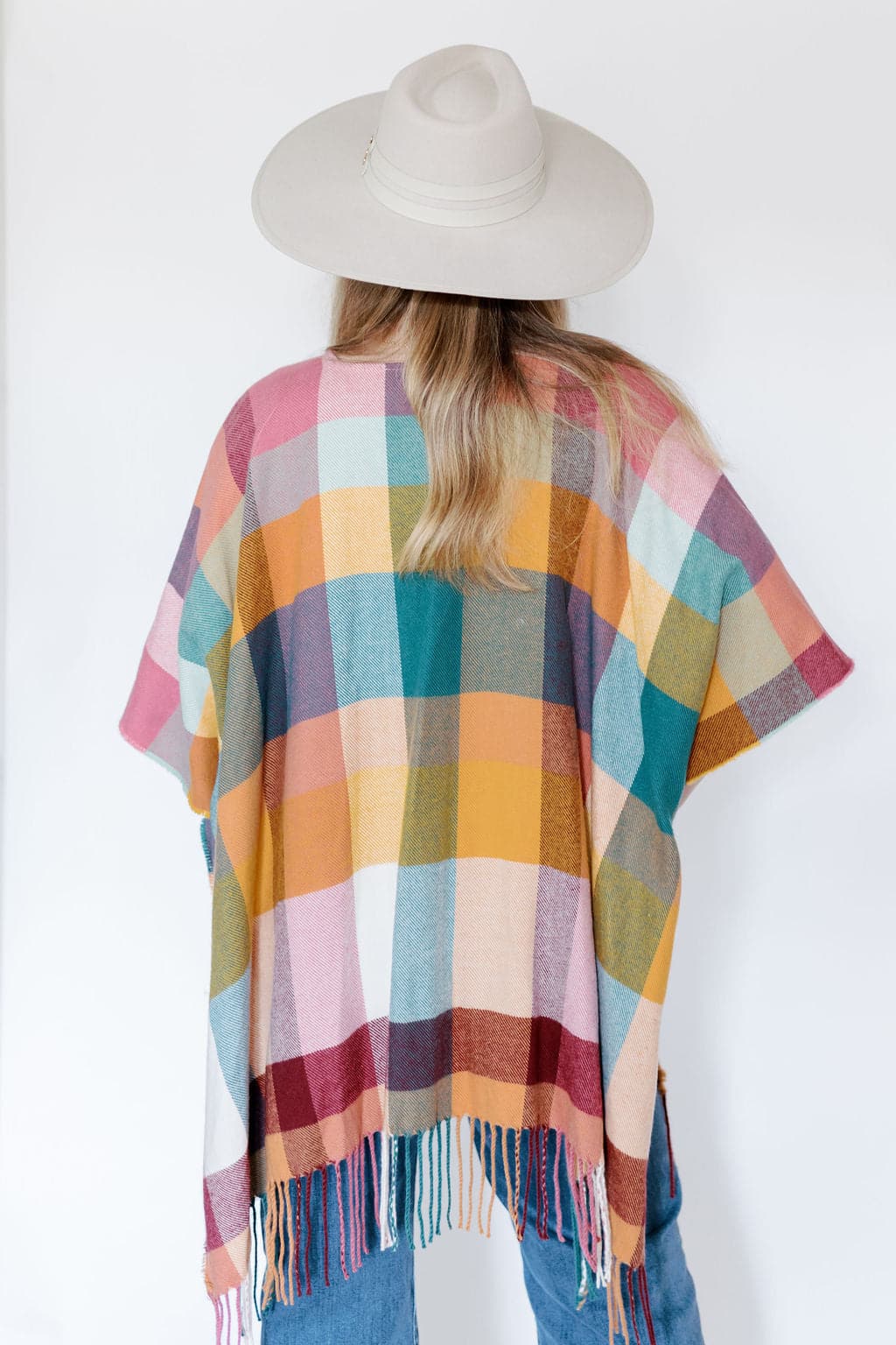 Recycled Plaid Ruana with Fringe GyalBashy