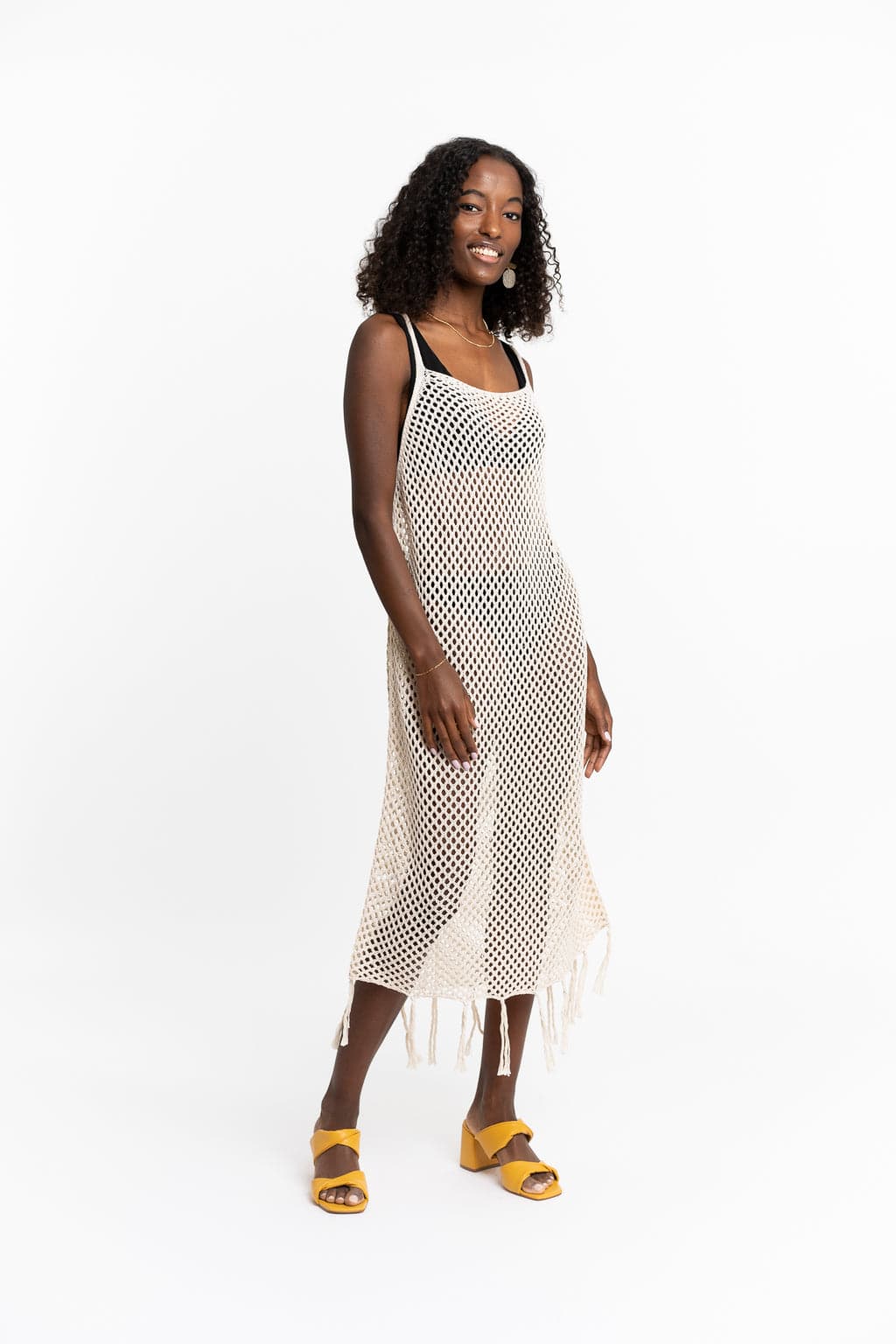 Recycled Polyester Bambarra Crochet Coverup With Tassels GyalBashy