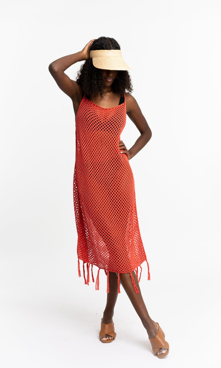 Recycled Polyester Bambarra Crochet Coverup With Tassels GyalBashy