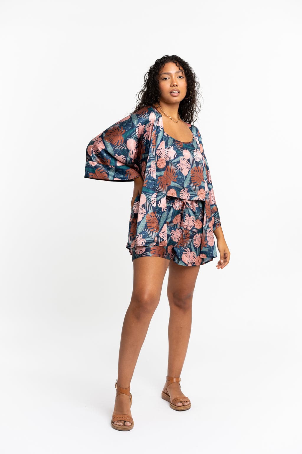 Recycled Polyester Victoria Silky Printed Ruana GyalBashy